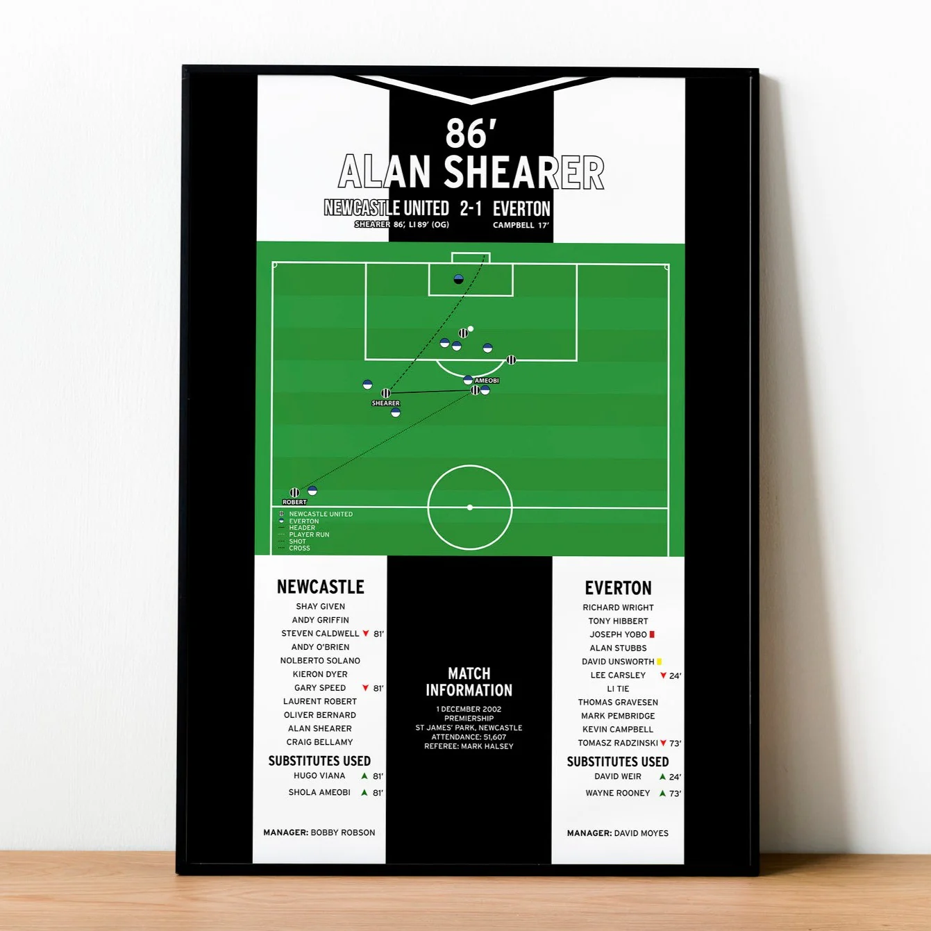 Alan Shearer Goal - Newcastle United vs Everton - Premiership 2002 PT69318