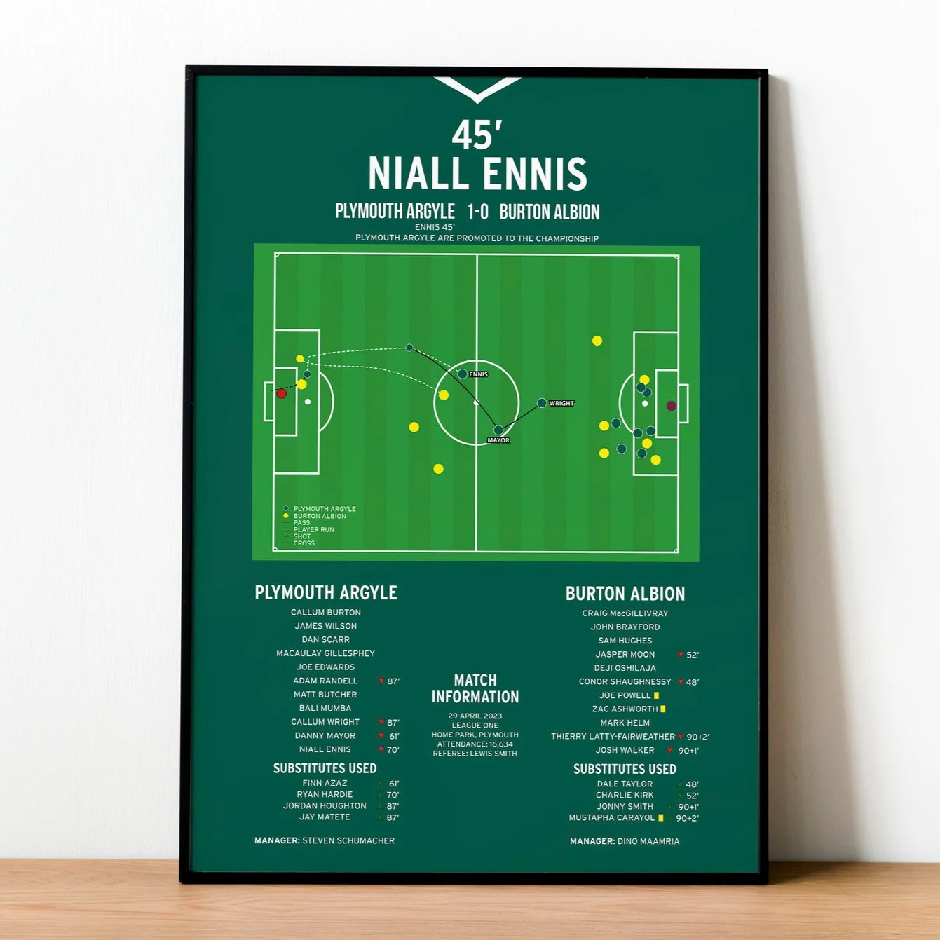 Niall Ennis Goal - Plymouth Argyle vs Burton Albion - League One 2023 PT69331