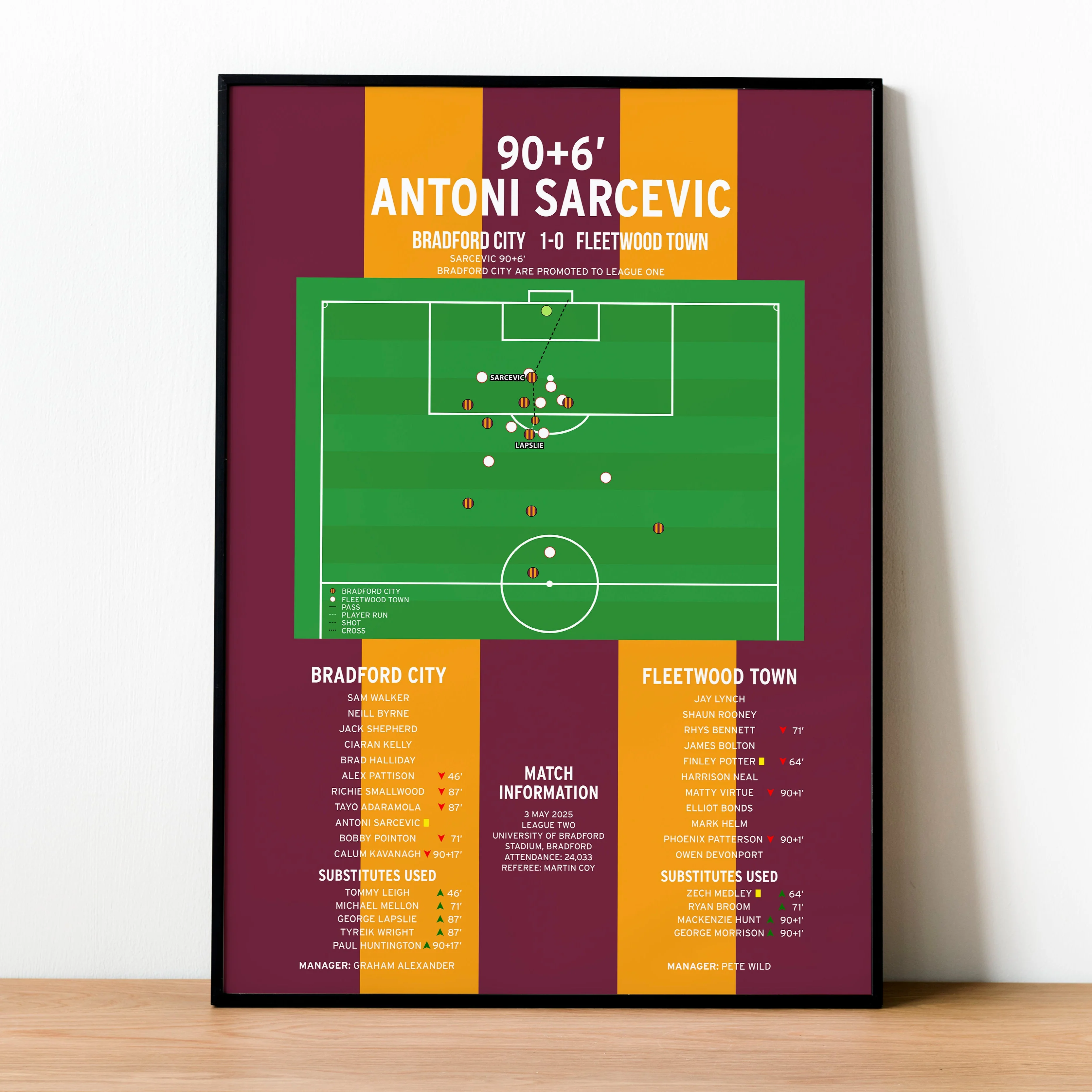 Antoni Sarcevic Goal - Bradford City vs Fleetwood Town - League Two 2025 PT69326