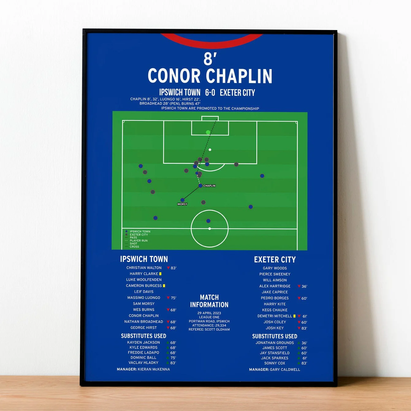 Conor Chaplin Goal - Ipswich Town vs Exeter City - League One 2023 PT69264