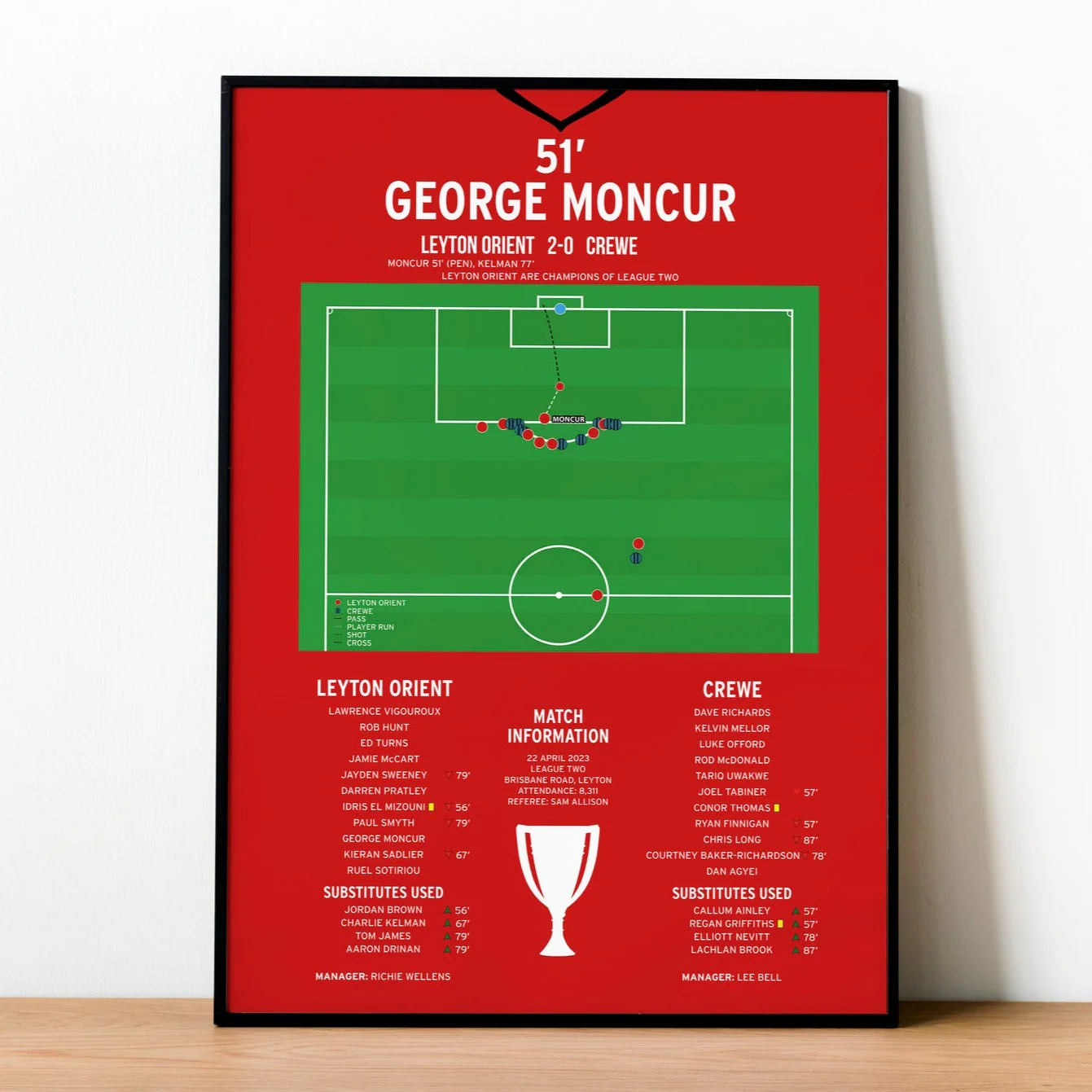 George Moncur Goal - Leyton Orient vs Crewe - League Two 2023 PT69283