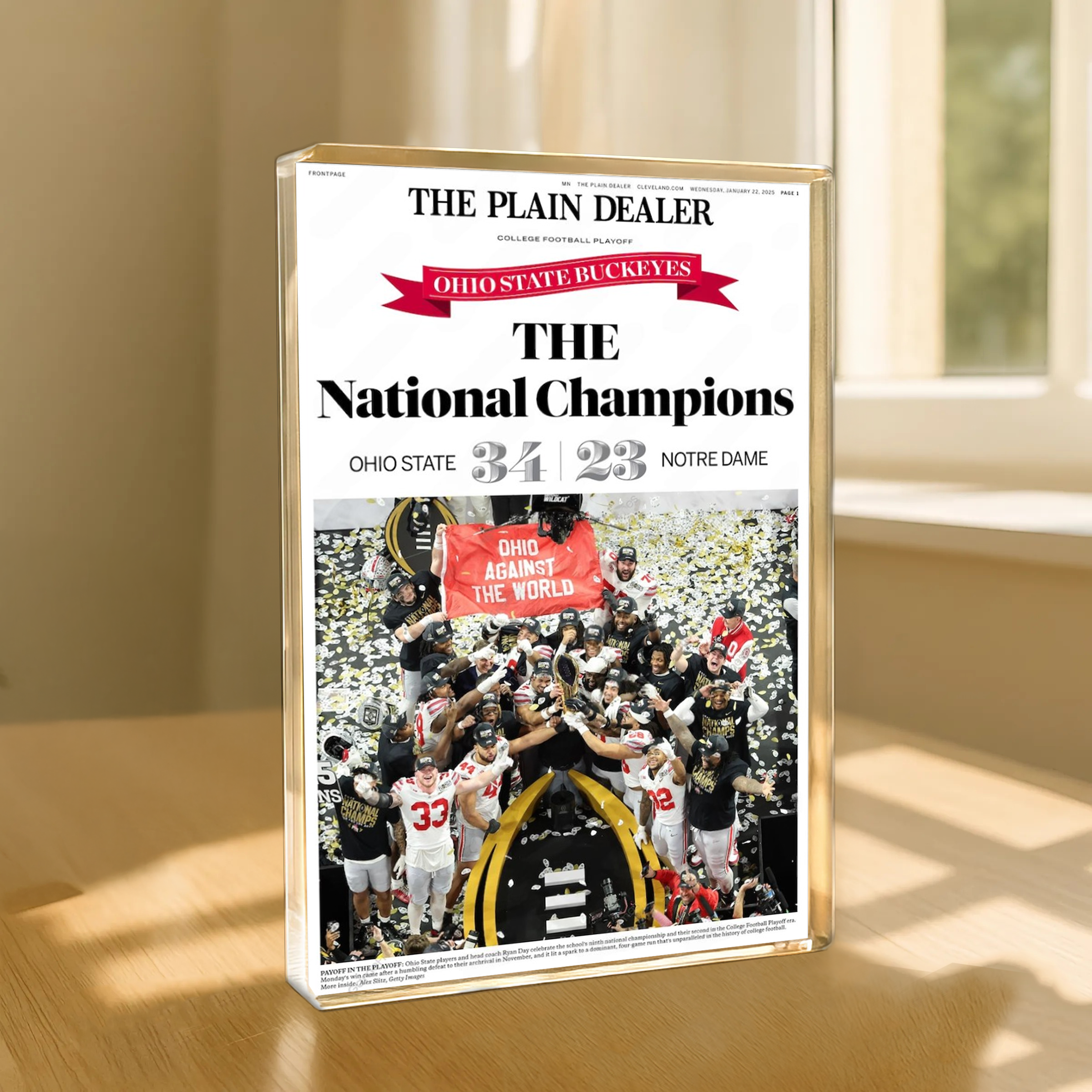 2025 Ohio State CFP THE National Champions Framed Front Page Newspaper Acrylic Blocks PT68491