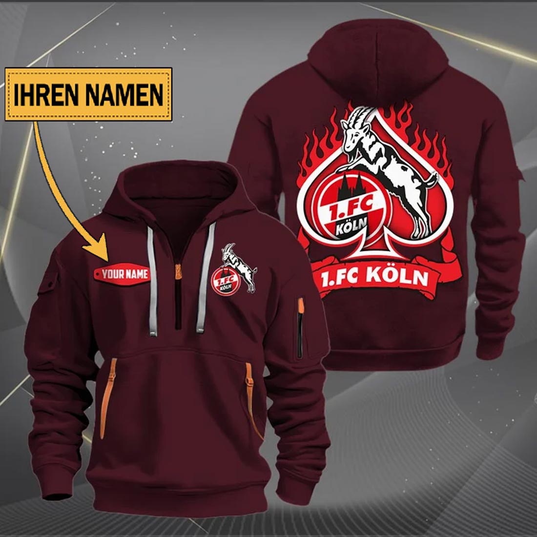 3 Fc Koln Quarter Zip Hoodie PT70667