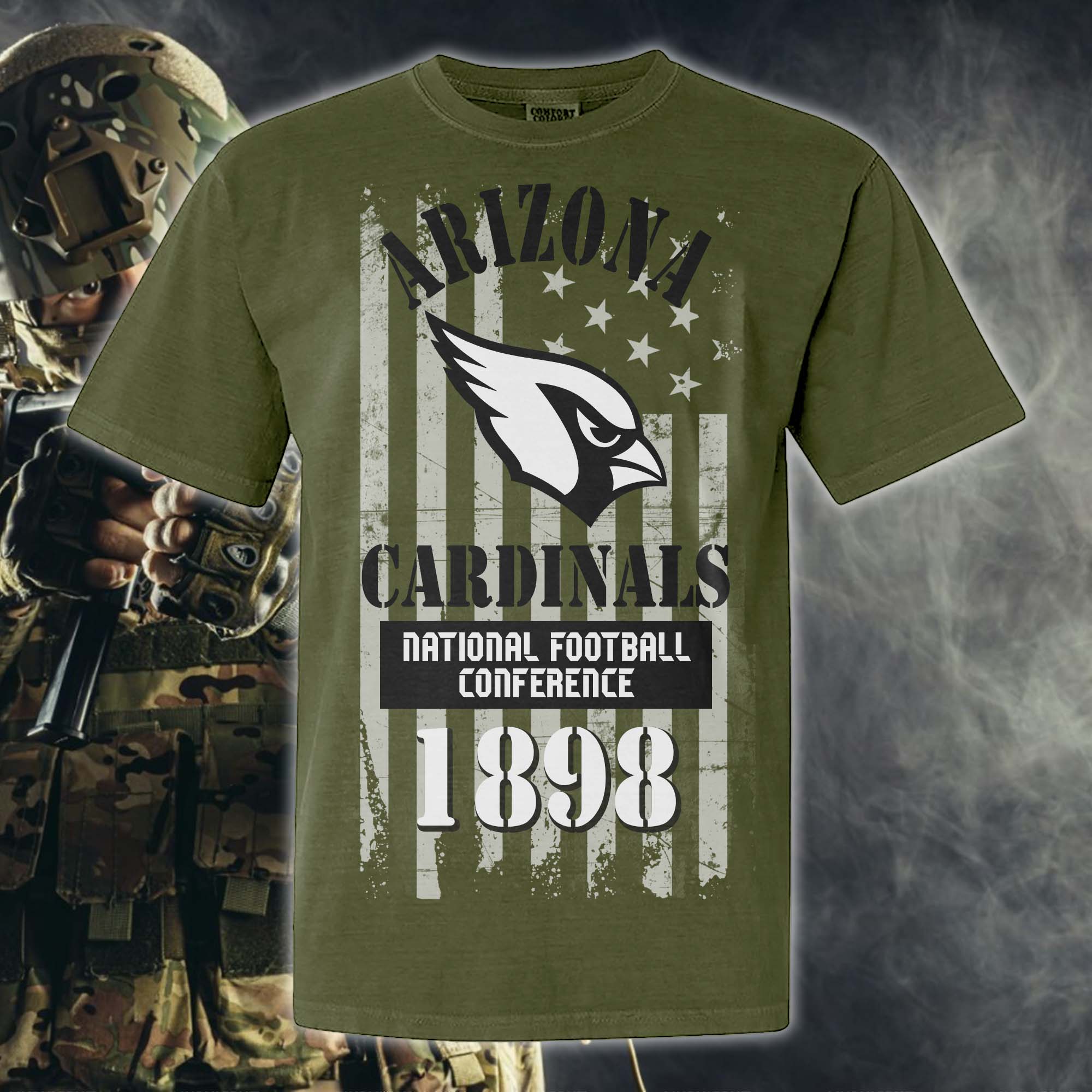 Arizona Cardinals Green Armed Forces NFL T-shirt PT67841