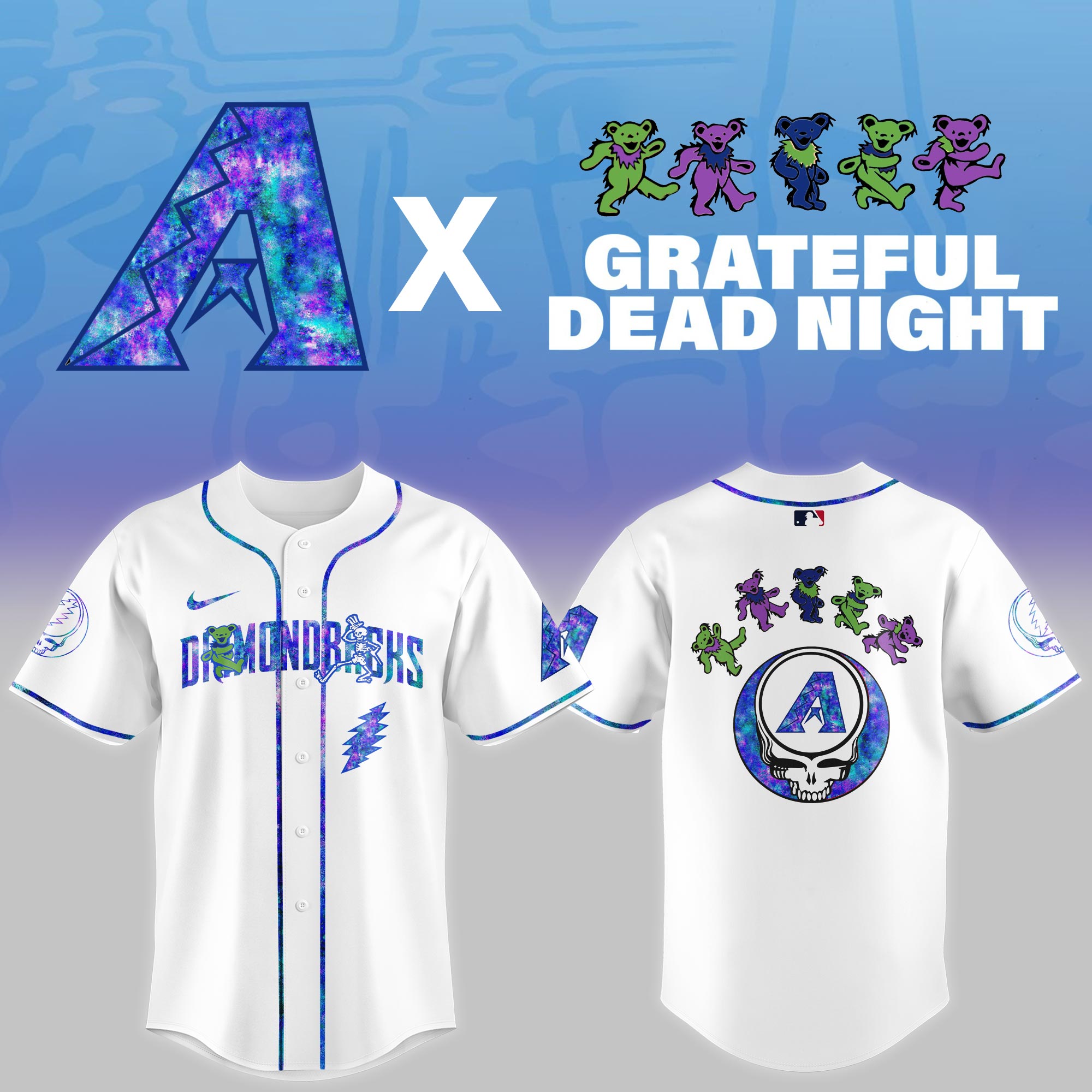 Arizona Diamondbacks 2025 Grateful Dead Night Limited Jersey PT68316