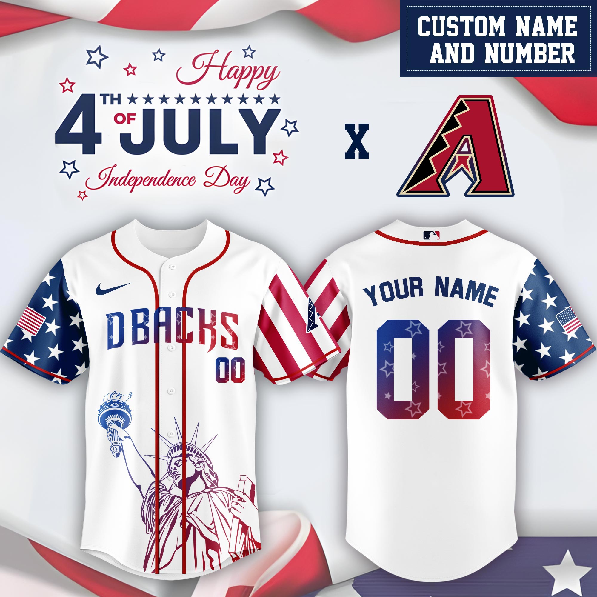 Arizona Diamondbacks Special Independence Day Limited Edition Jersey #2 PT68871