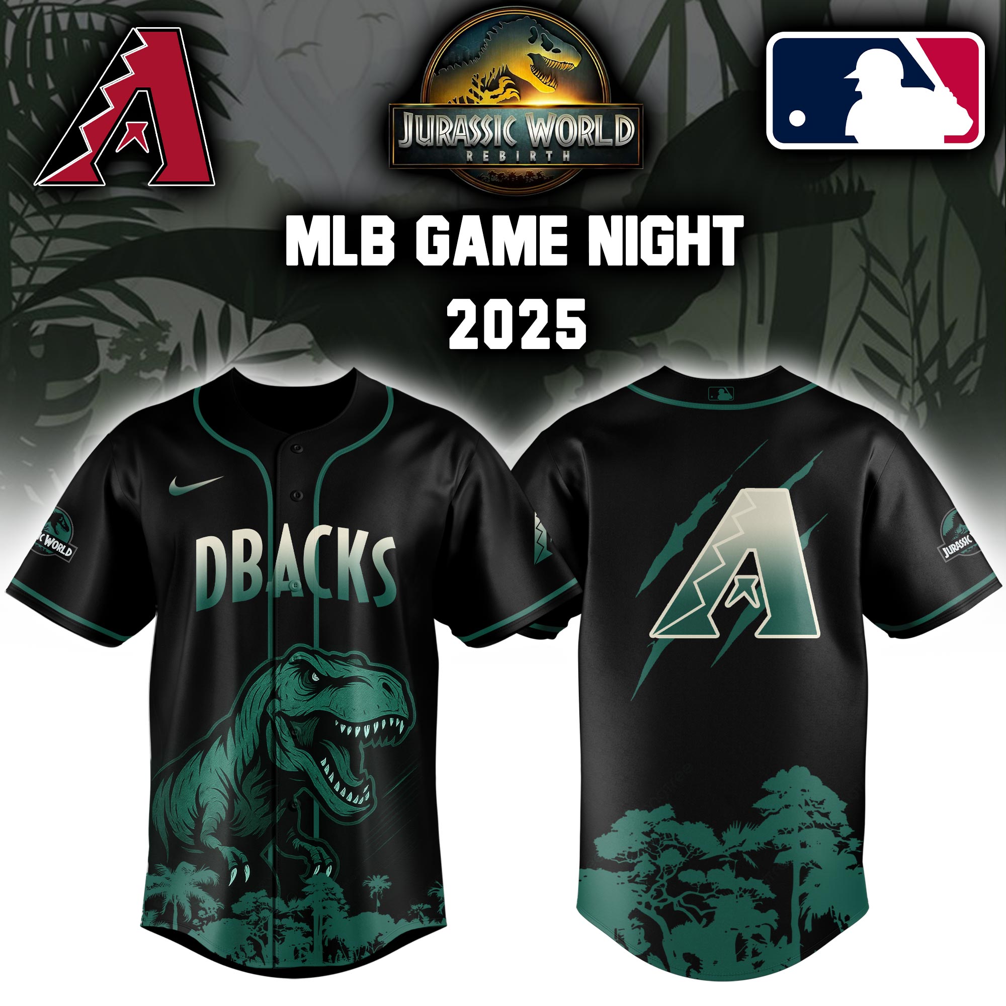 Arizona Diamondbacks X Jurassic World Baseball Jersey Colab 2025 Editons Limited PT70144