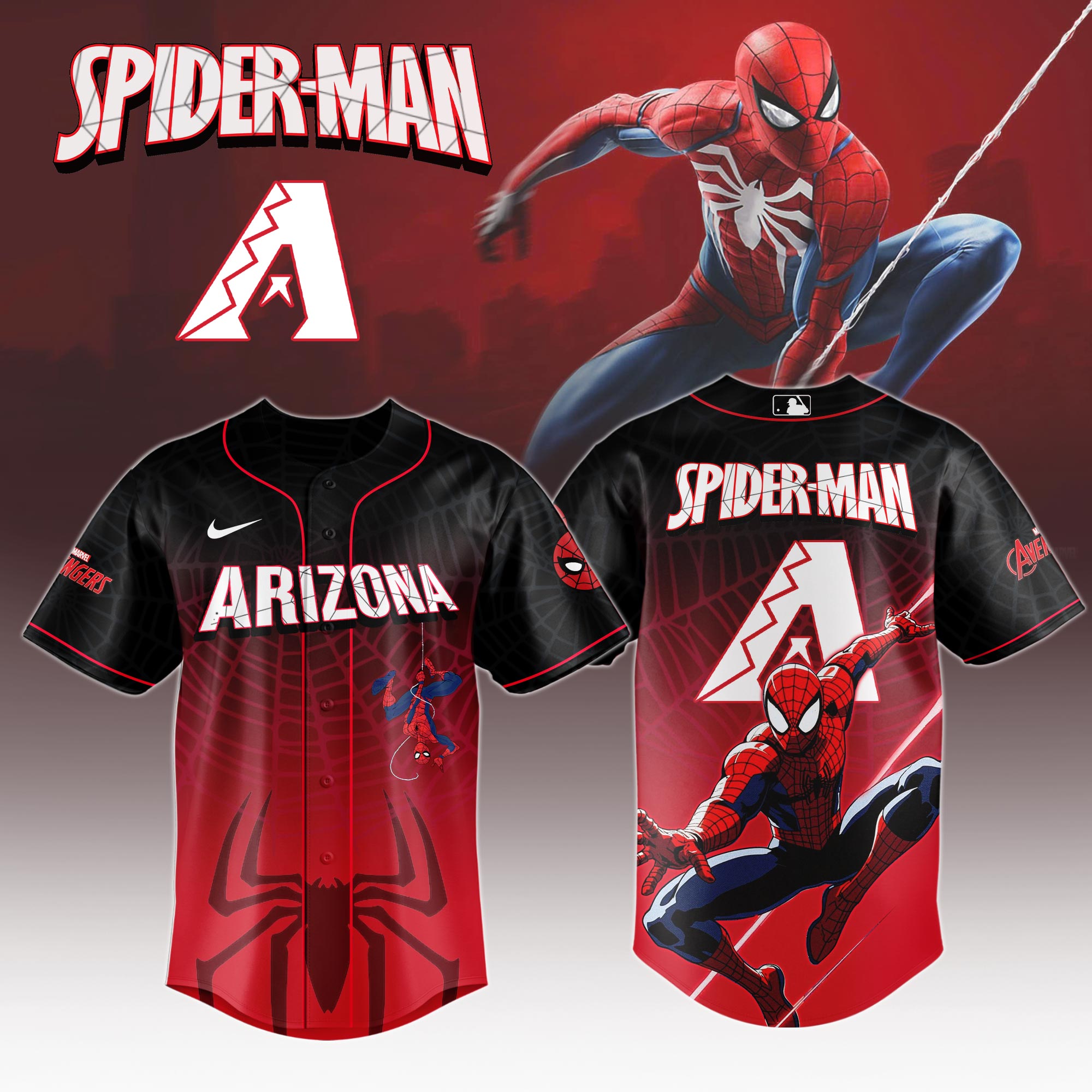 Arizona Diamondbacks X Spider Man Game Night Special Edition Jersey MS06542