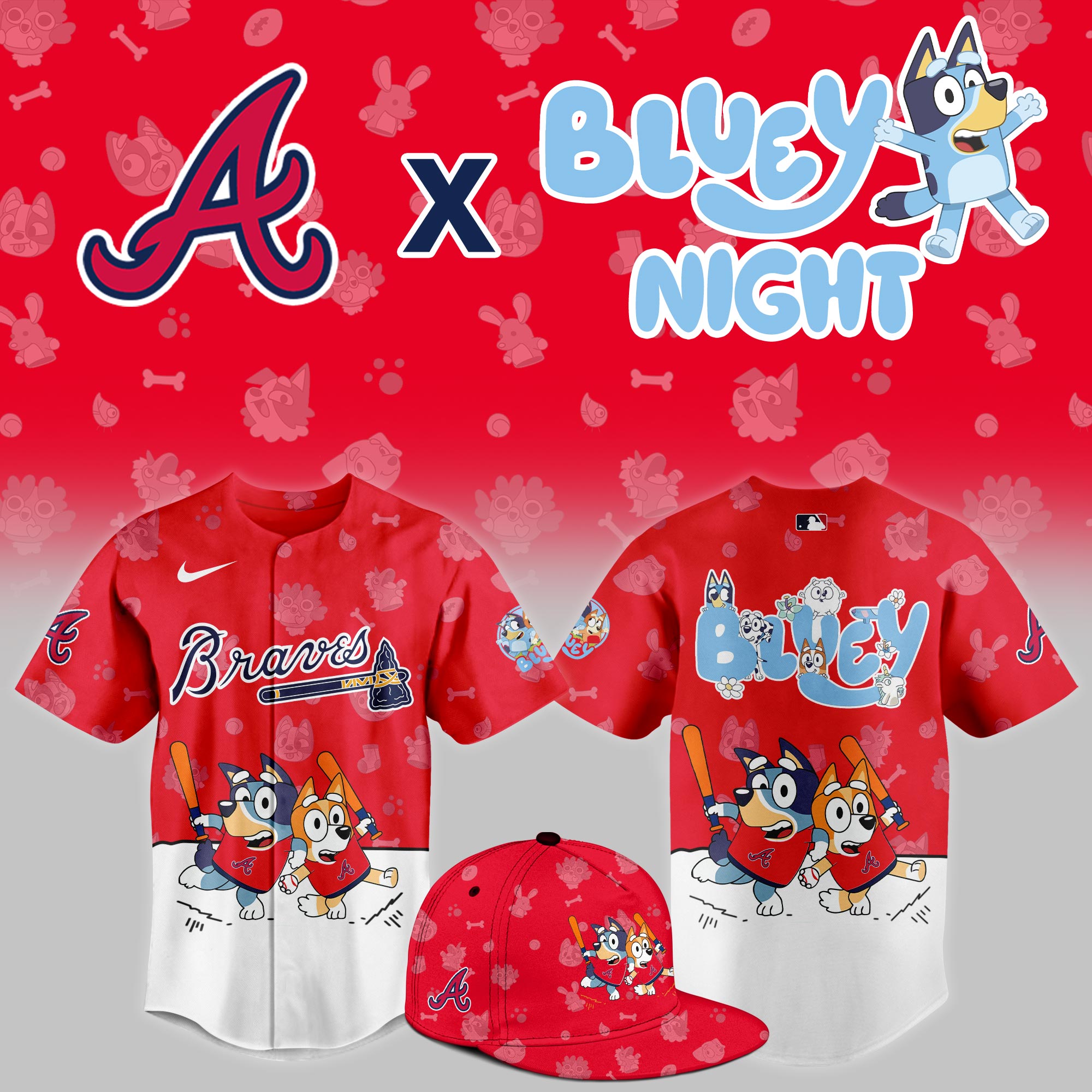 Atlanta Braves 2025 Bluey Night Limited Jersey PT68341