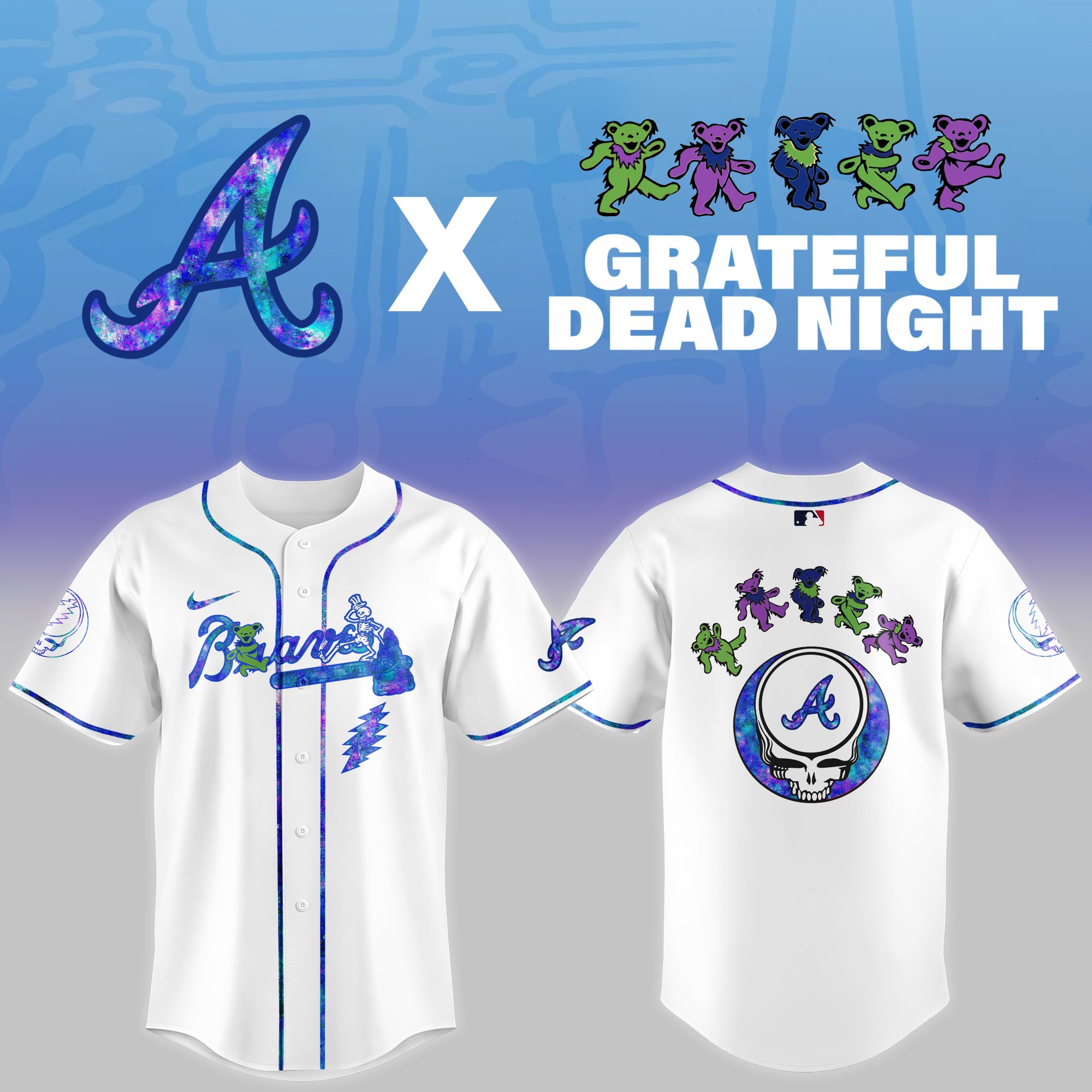 Atlanta Braves 2025 Grateful Dead Night Limited Jersey PT68317