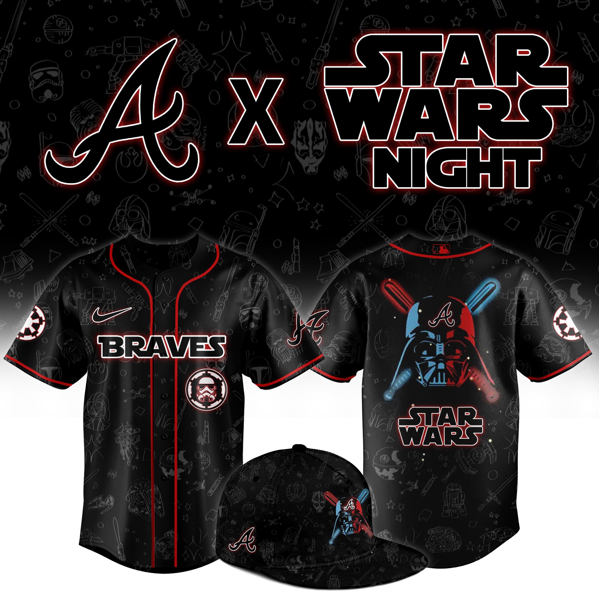 Atlanta Braves 2025 Star Wars Night Limited Jersey MS06567