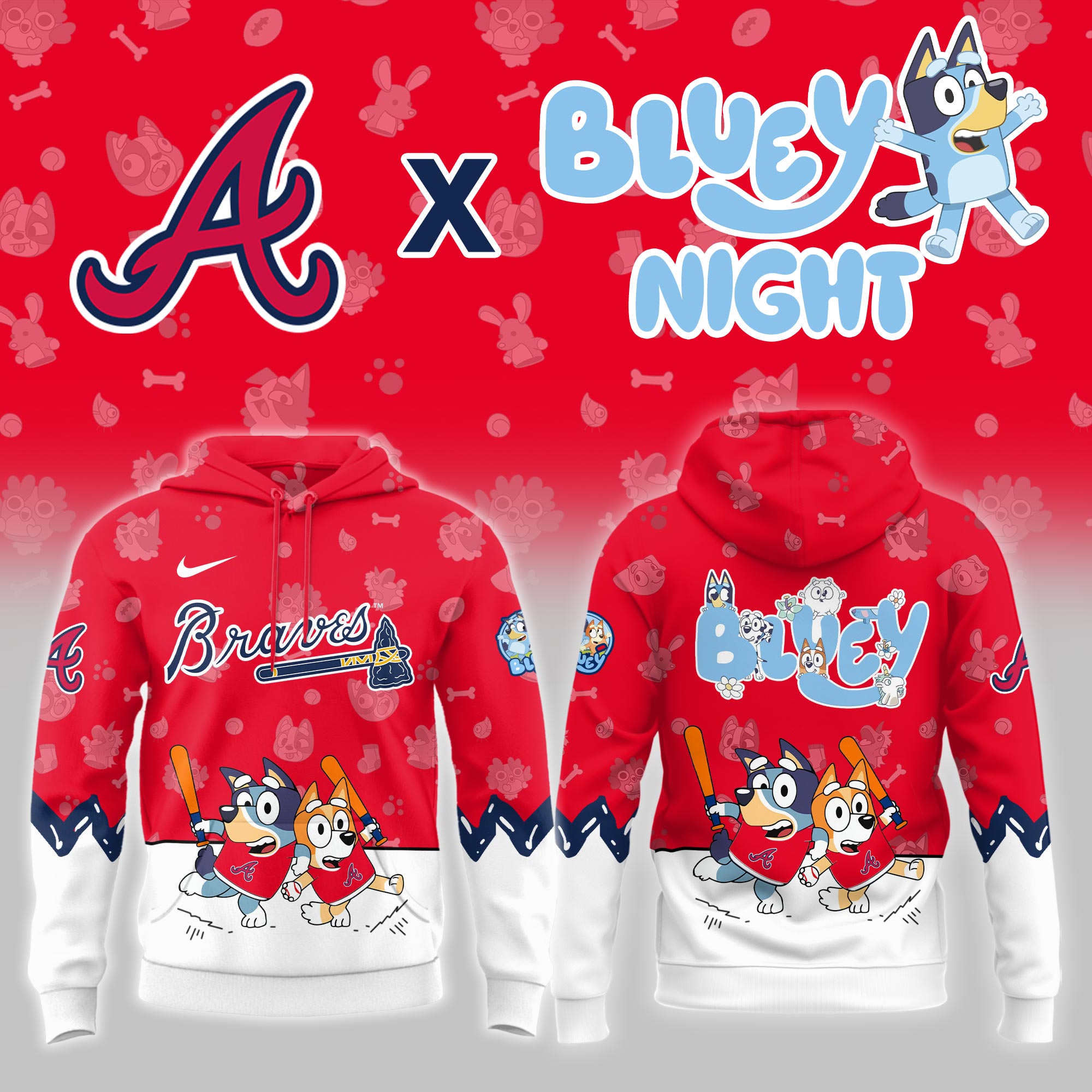 Atlanta Braves Bluey Night Event Limited Hoodie PT68399