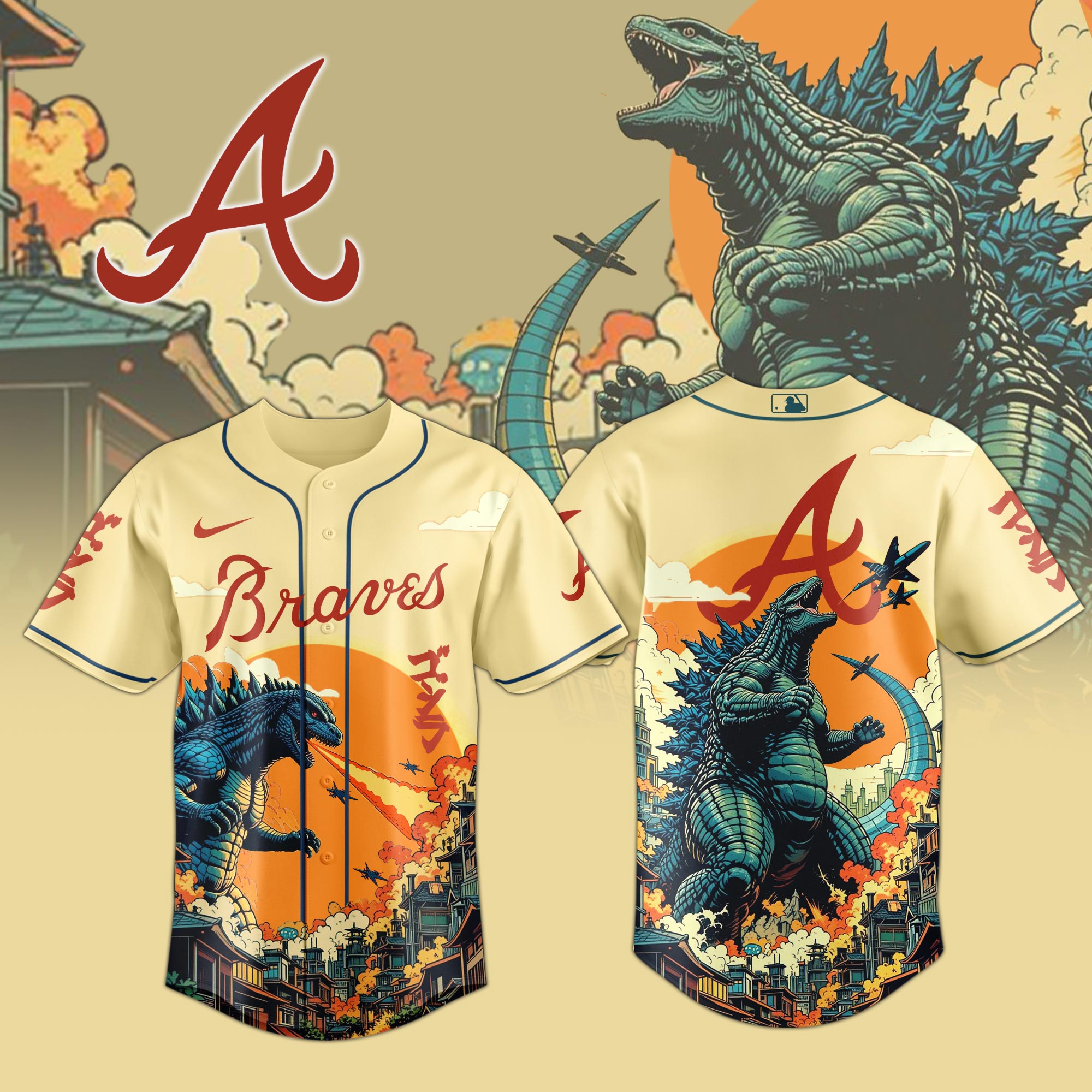 Atlanta Braves Special Godzilla Limited Edition Jersey PT72824