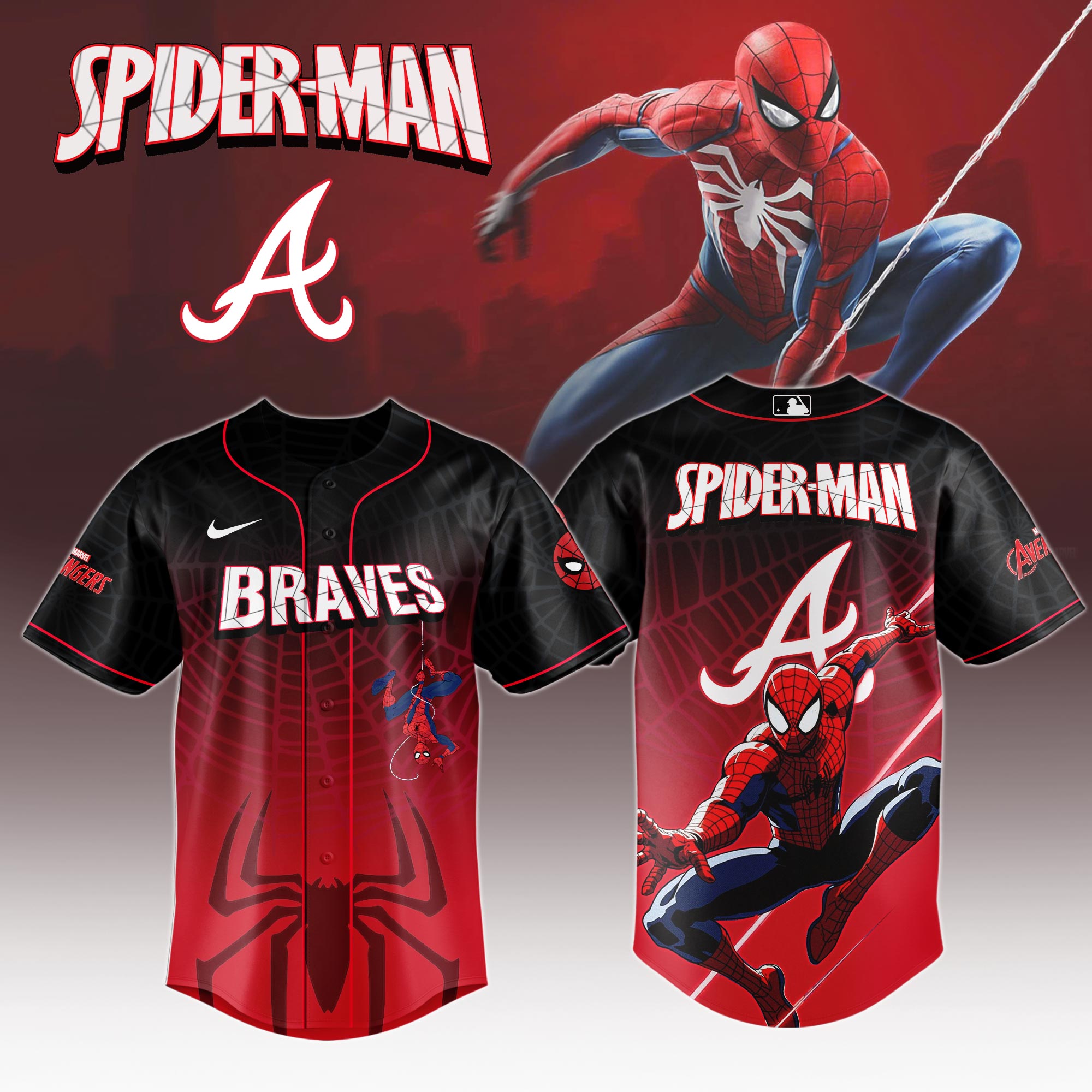 Atlanta Braves X Spider Man Game Night Special Edition Jersey MS06544