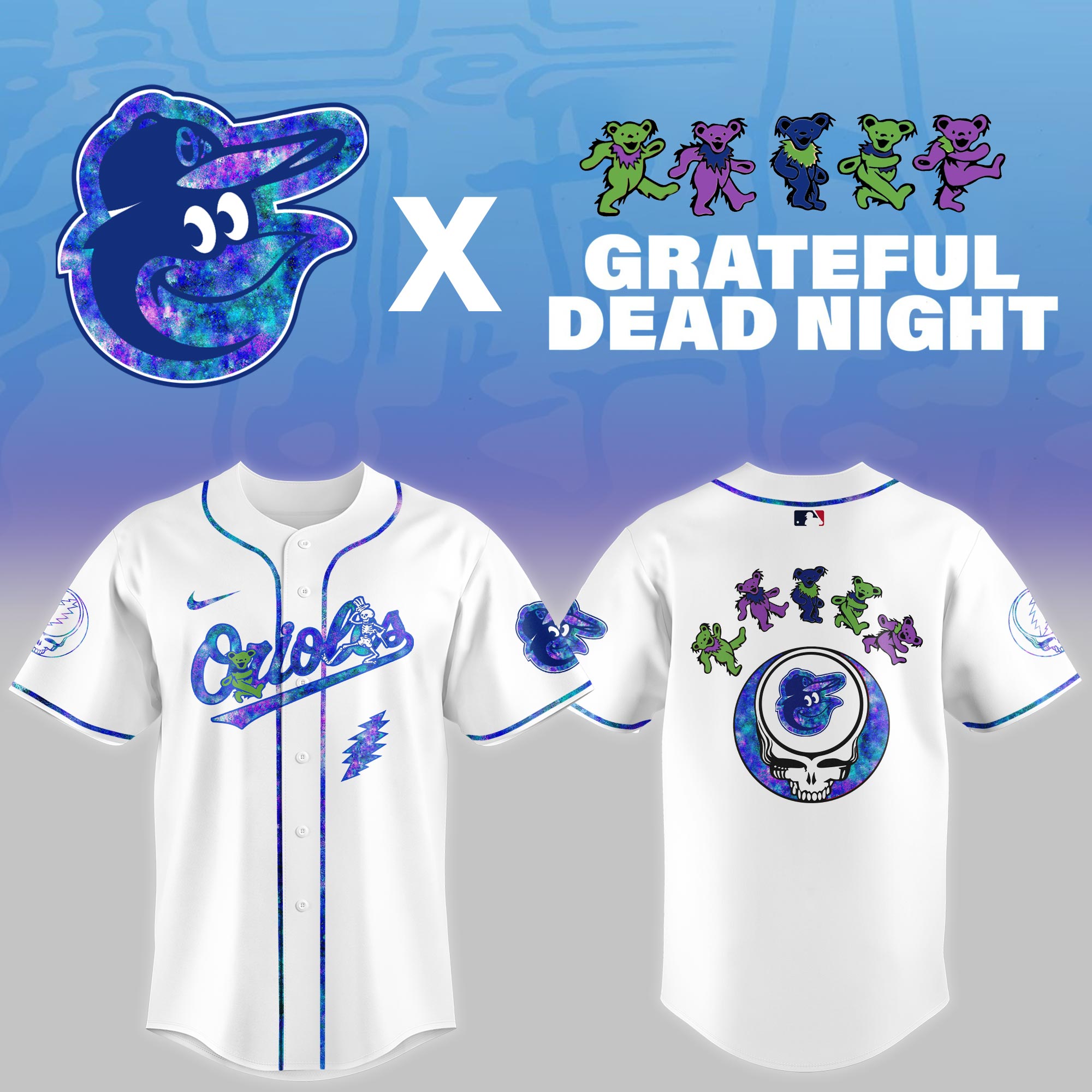 Baltimore Orioles 2025 Grateful Dead Theme Night Limited Jersey PT68318