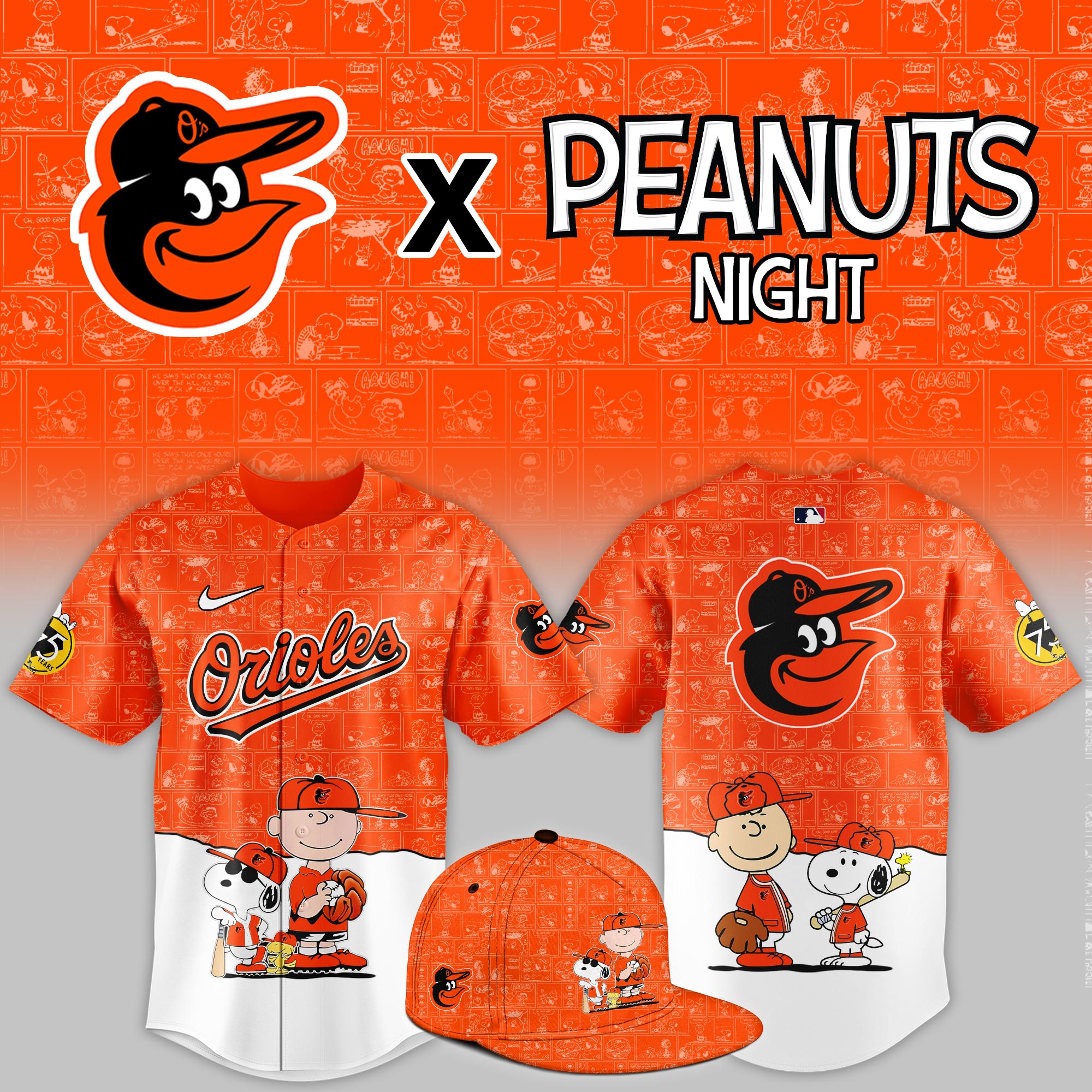 Baltimore Orioles 2025 Peanuts Night Limited Jersey PT68375