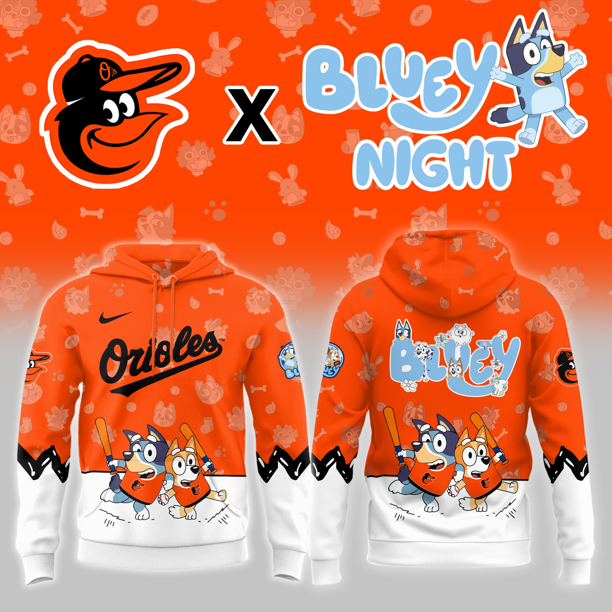 Baltimore Orioles Bluey Theme Night Limited Hoodie PT68400