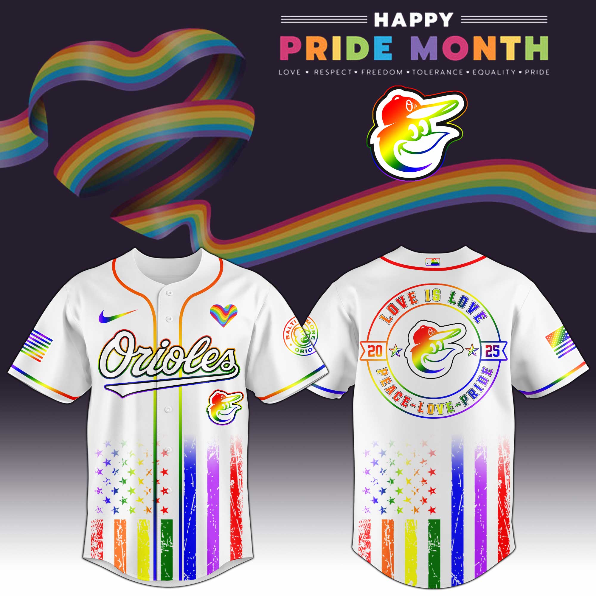 Baltimore Orioles Mlb X Happy Pride Month Limited Edition Jersey 2025 PT68127