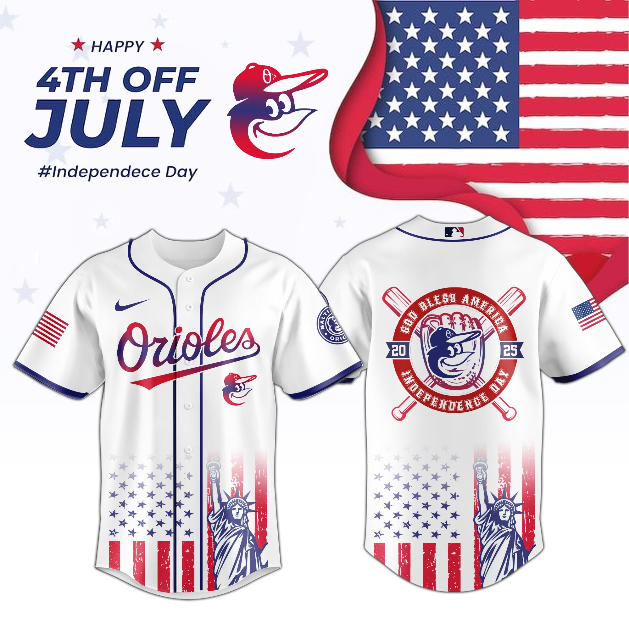 Baltimore Orioles Special Independence Day Limited Edition Jersey PT68876