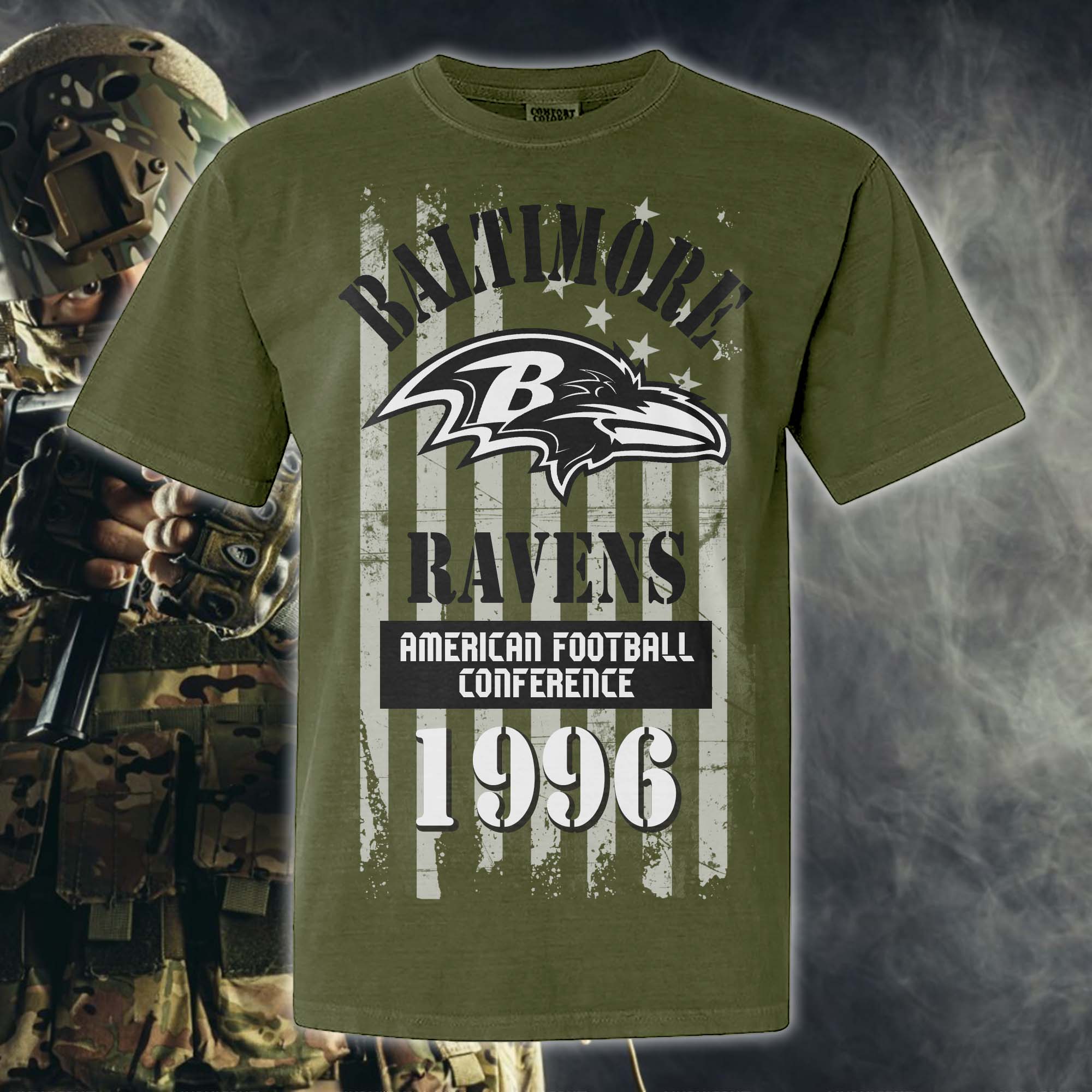 Baltimore Ravens Green Armed Forces NFL T-shirt PT67843