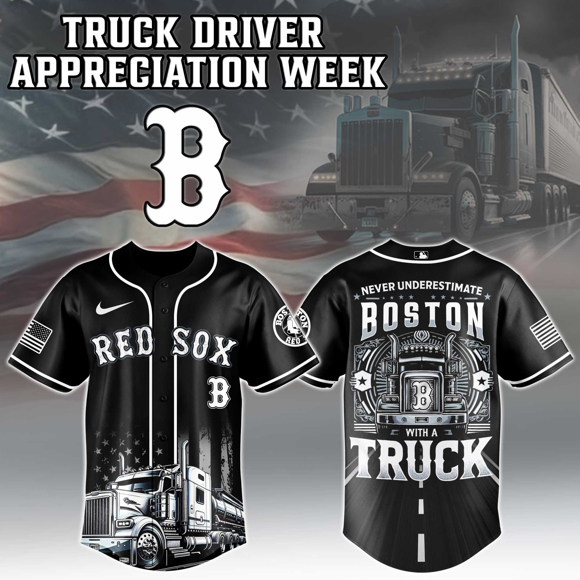 Boston Red Sox Mlb X Nation Truck Driver Appreciation Week Limited Edition Jersey 2025 PT68097