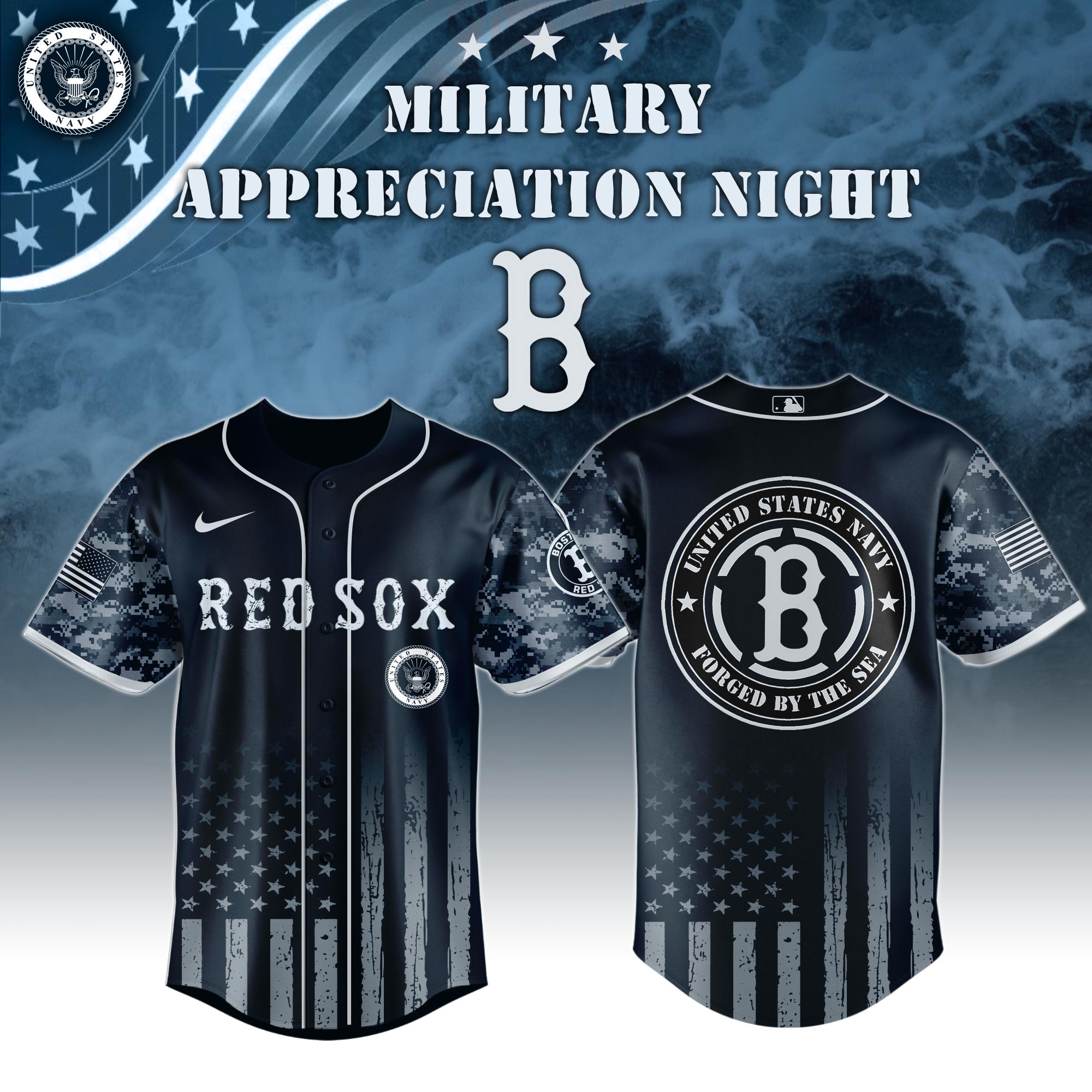 Boston Red Sox Mlb X Navy Military Appreciation Night Jersey Editions Limited 2025 V5 PT71493