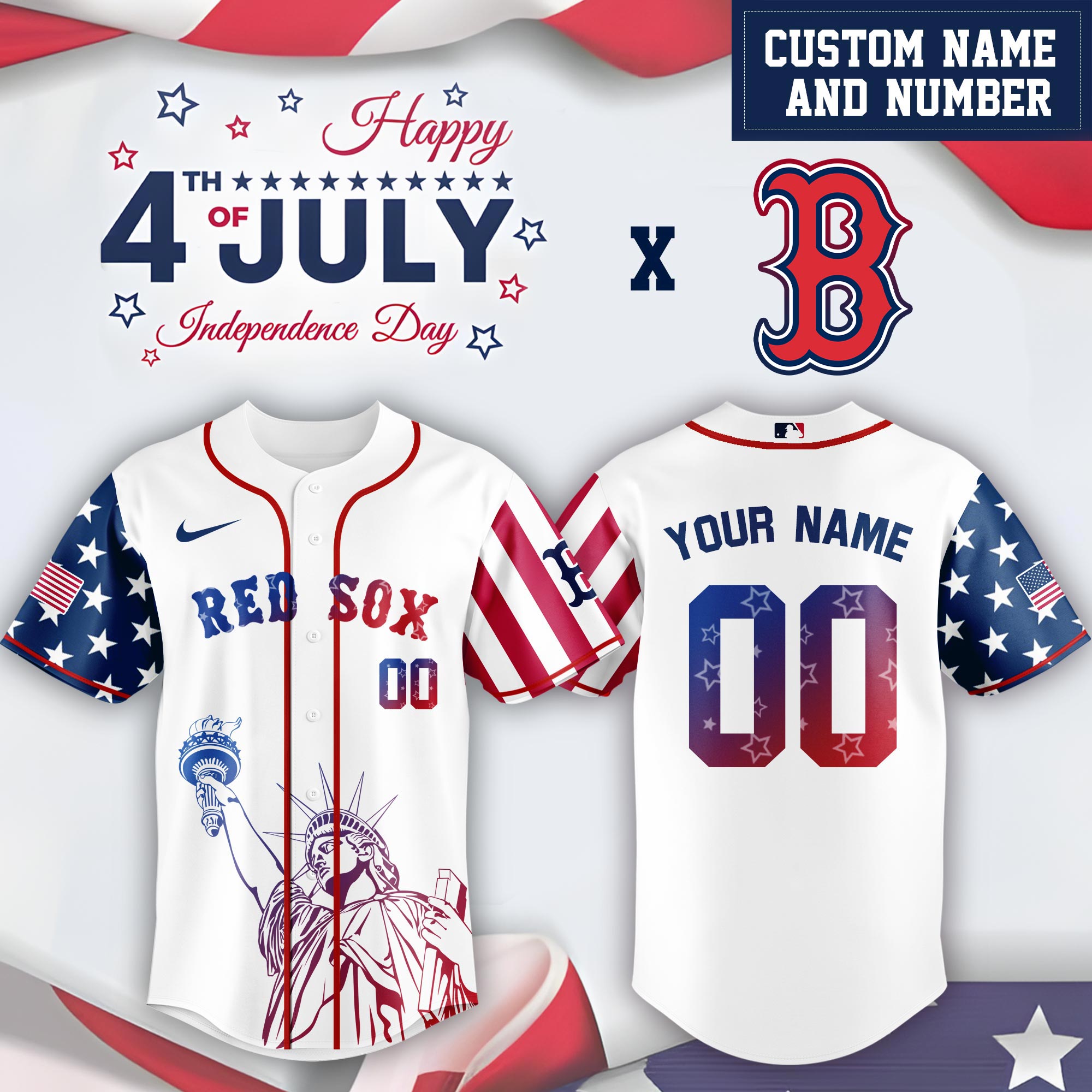 Boston Red Sox Special Independence Day Limited Edition Jersey #2 PT68853