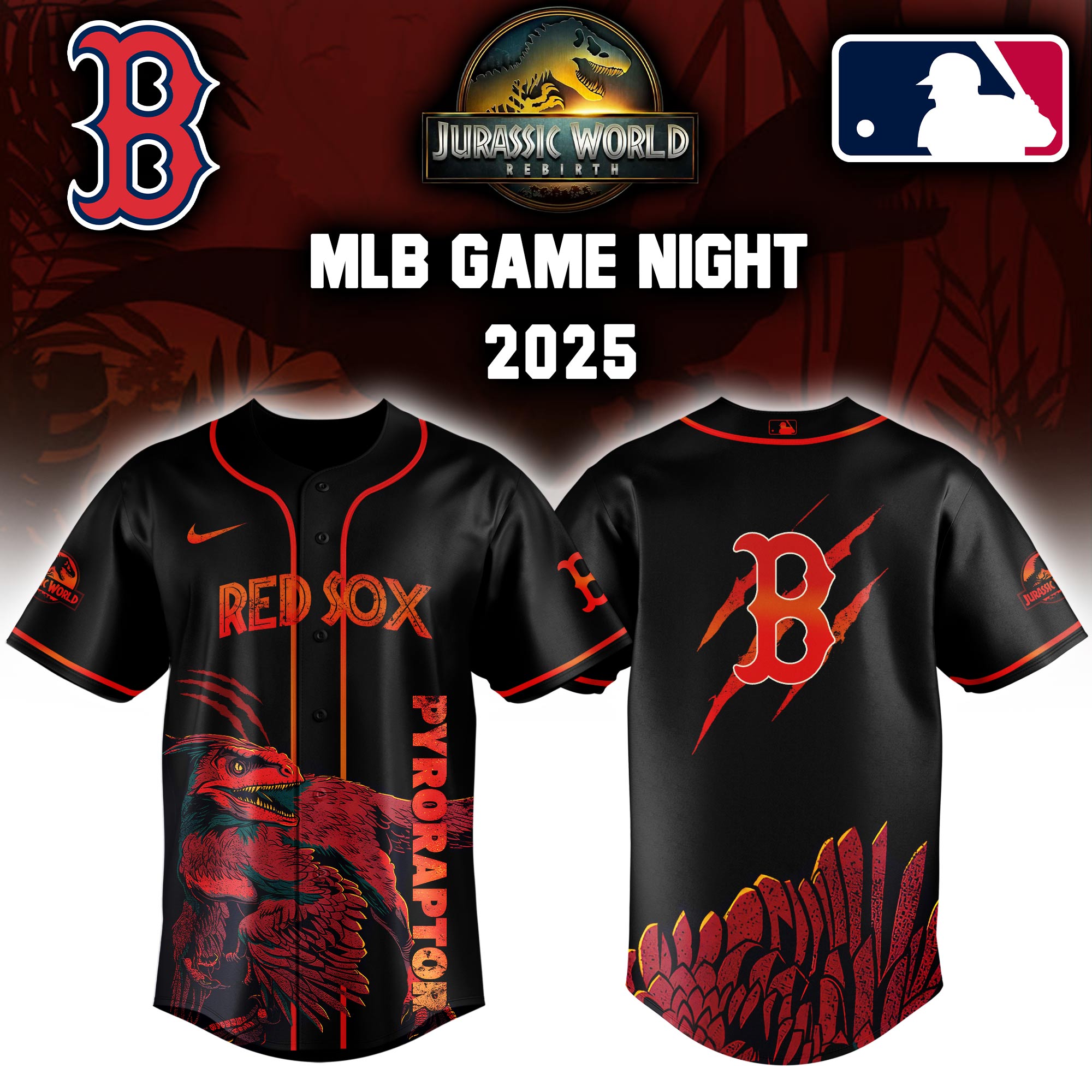 Boston Red Sox X Jurassic World Baseball Jersey Colab 2025 Editons Limited V3 PT70162
