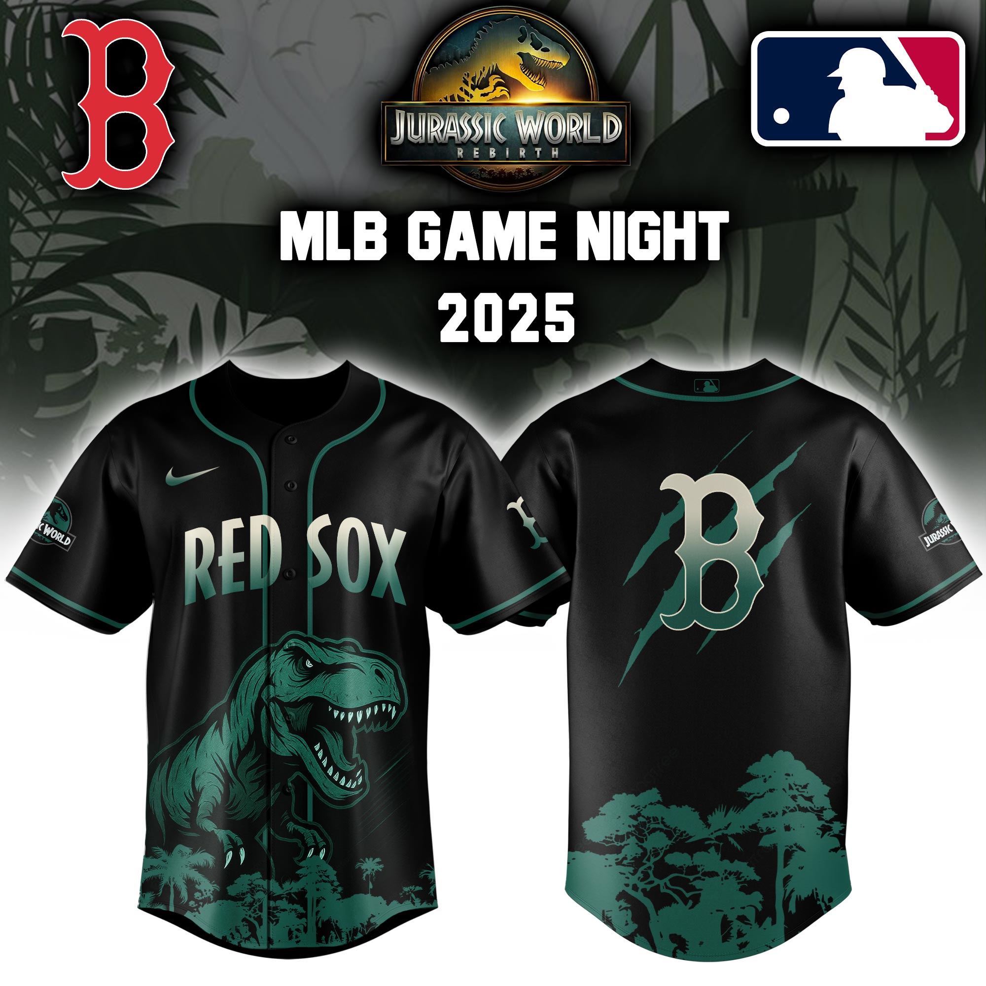 Boston Red Sox X Jurassic World Baseball Jersey Colab 2025 Editons Limited PT70160