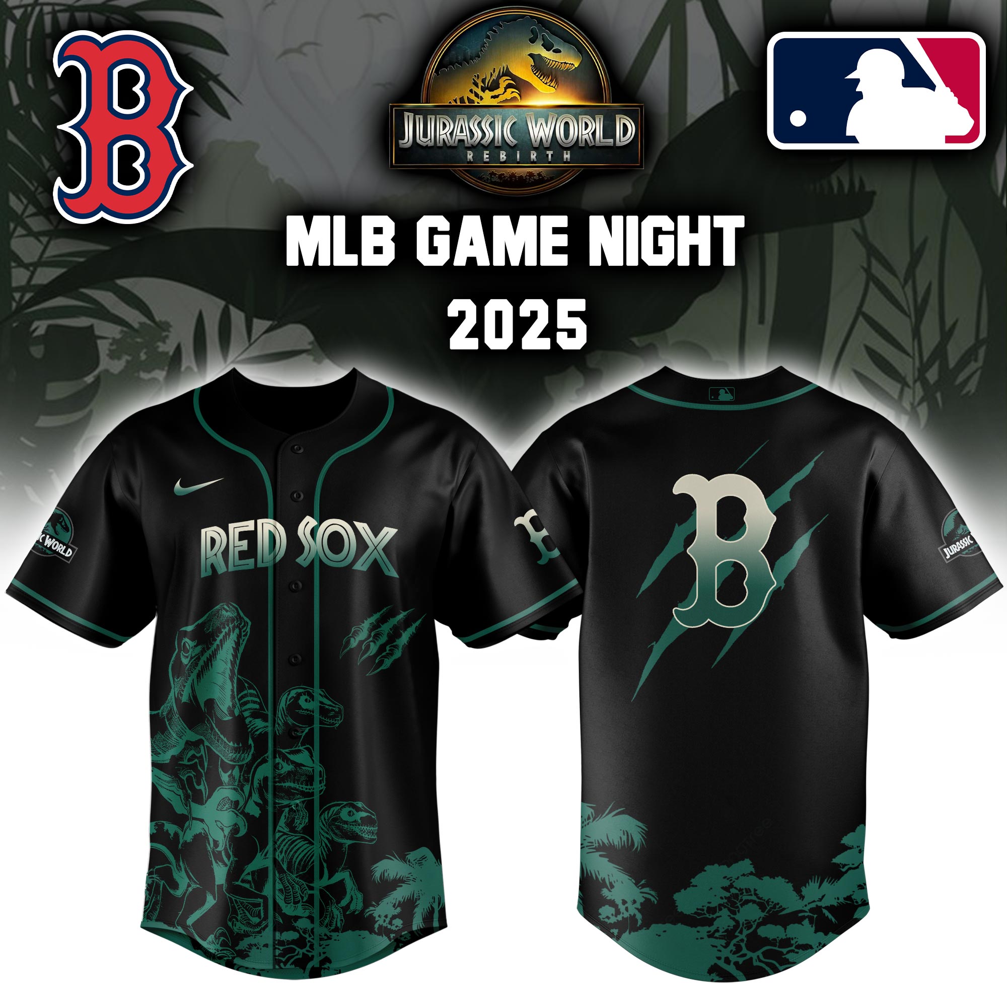 Boston Red Sox X Jurassic World Baseball Jersey Colab 2025 Editons Limited V2 PT70161