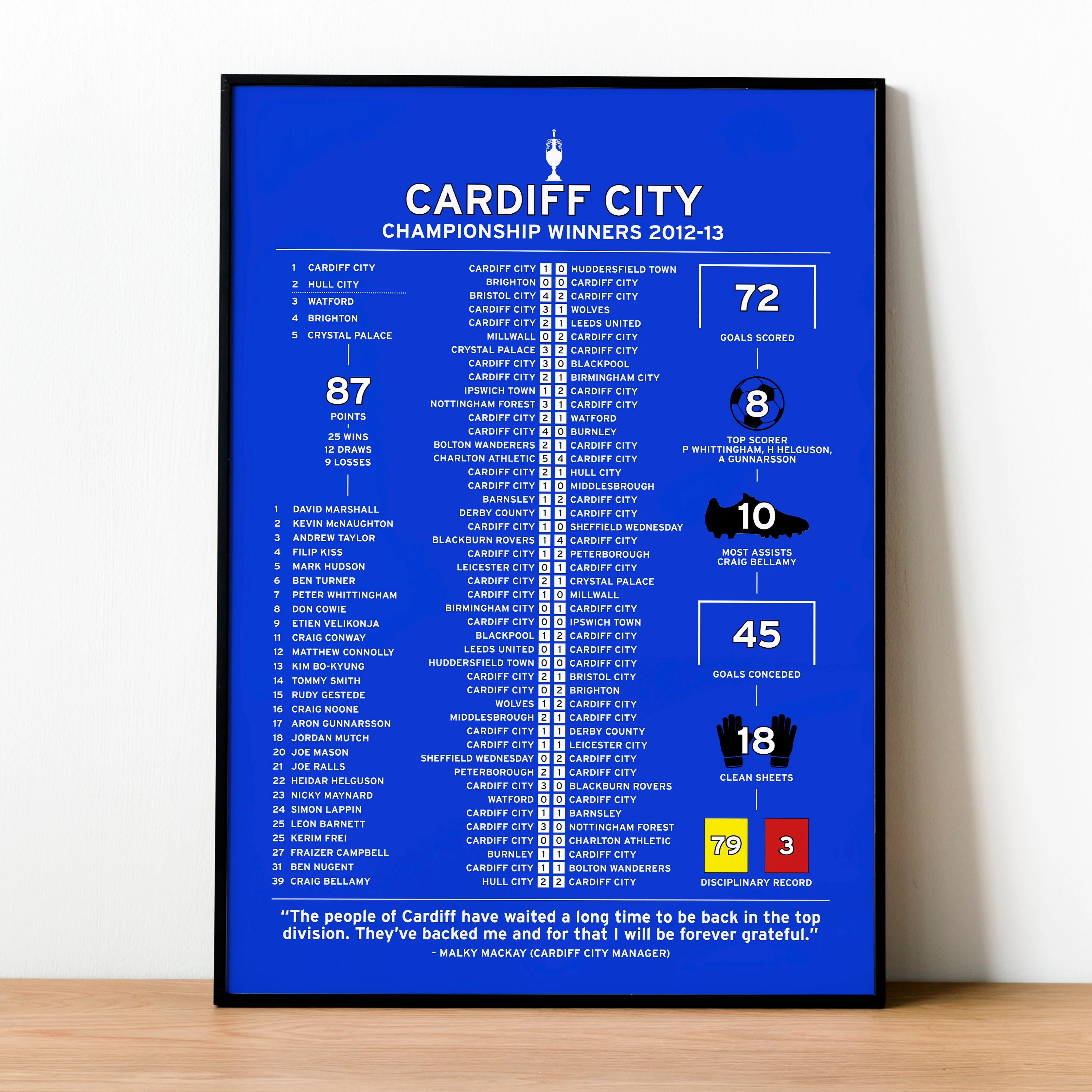 Cardiff City 2012-13 Championship Winning Poster PT69377