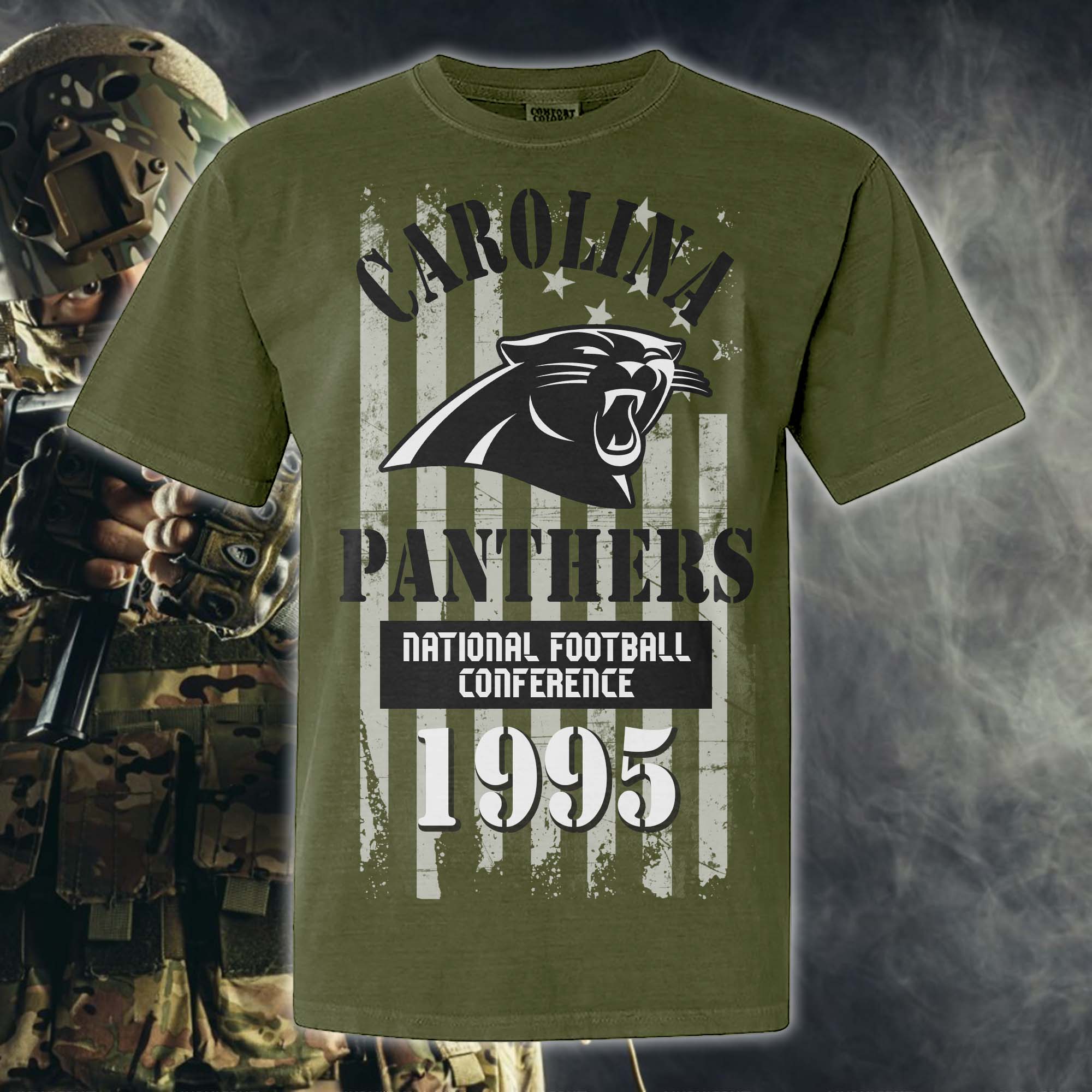 Carolina Panthers Green Armed Forces NFL T-shirt PT67845