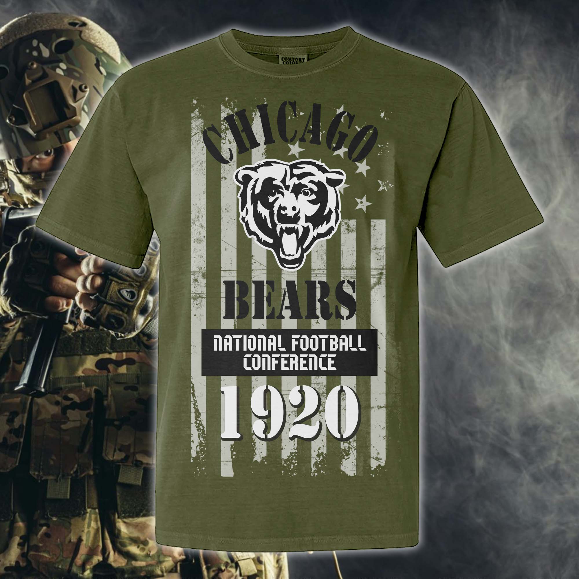 Chicago Bears Green Armed Forces NFL T-shirt PT67846