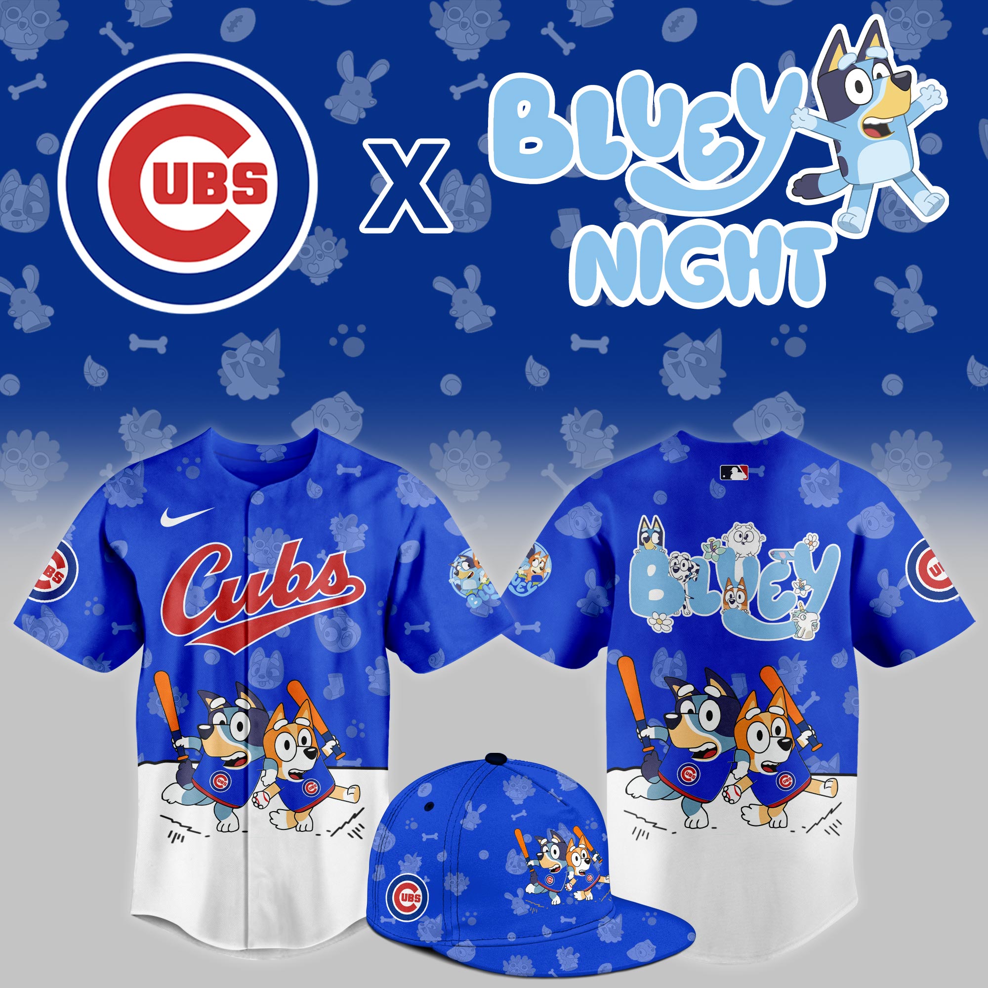 Chicago Cubs 2025 Bluey Night Event Limited Jersey PT68346
