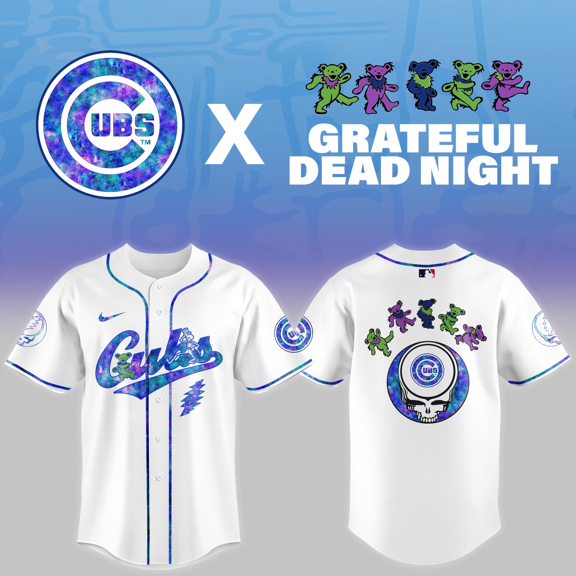 Chicago Cubs 2025 Grateful Dead Night Limited Jersey PT68319