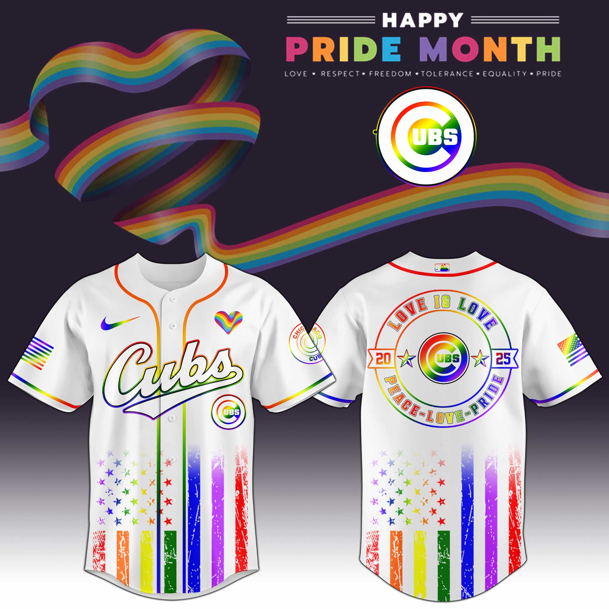 Chicago Cubs Mlb X Happy Pride Month Limited Edition Jersey 2025 PT68129