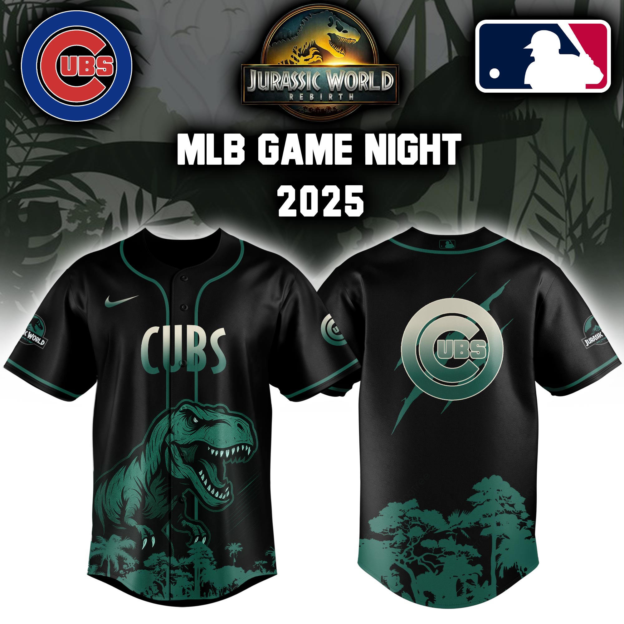 Chicago Cubs X Jurassic World Baseball Jersey Colab 2025 Editons Limited PT70164
