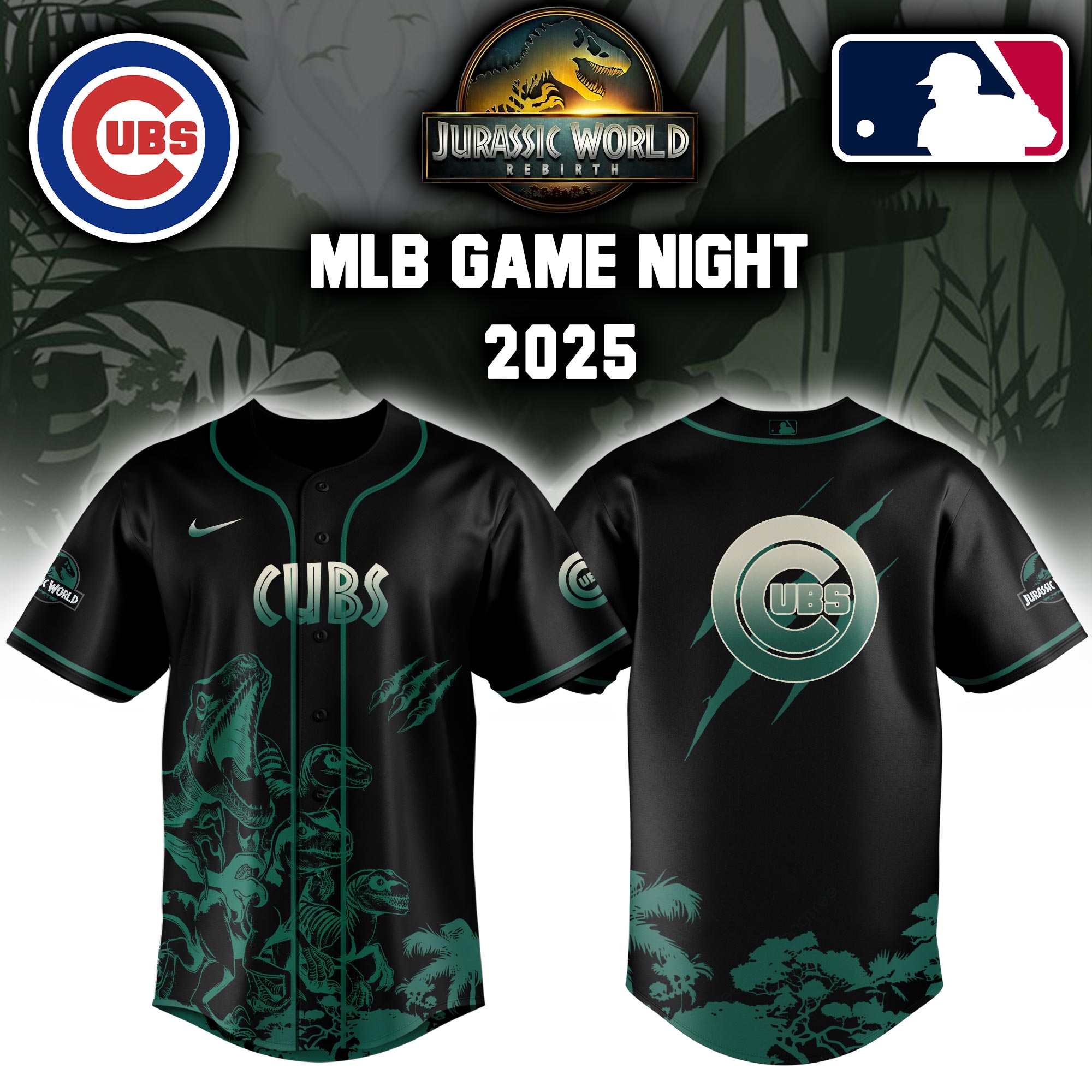 Chicago Cubs X Jurassic World Baseball Jersey Colab 2025 Editons Limited V2 PT70165