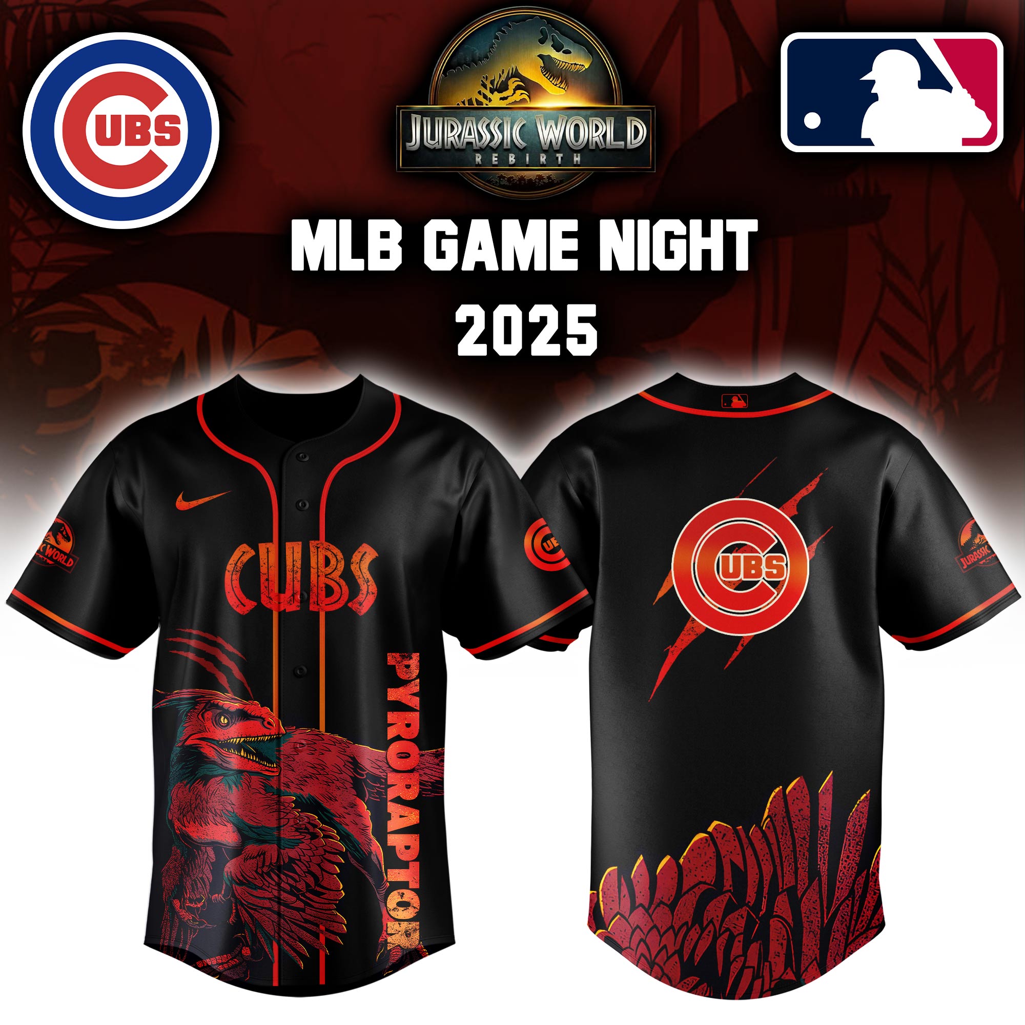 Chicago Cubs X Jurassic World Baseball Jersey Colab 2025 Editons Limited V3 PT70166