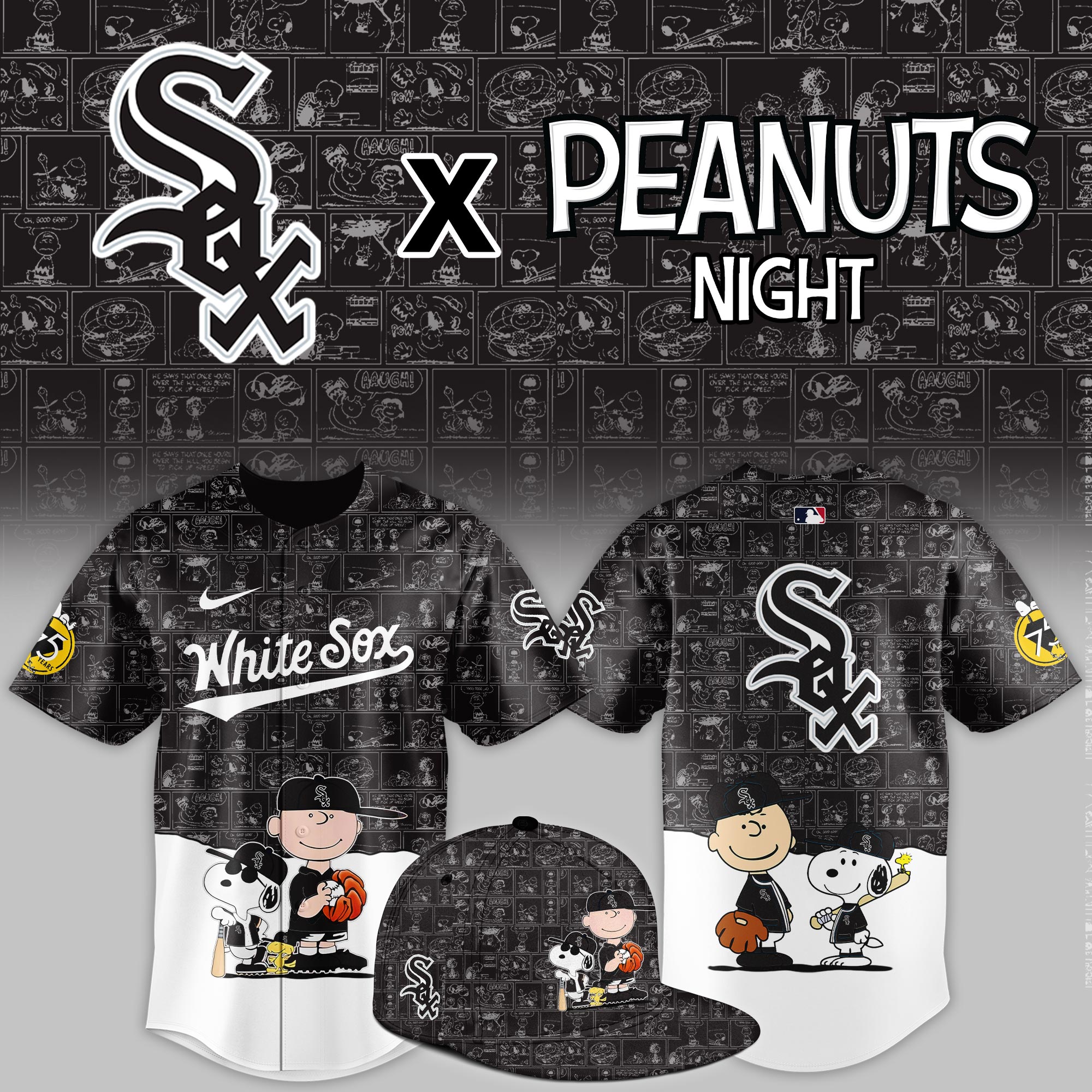 Chicago White Sox 2025 Peanuts Night Event Limited Jersey PT68378