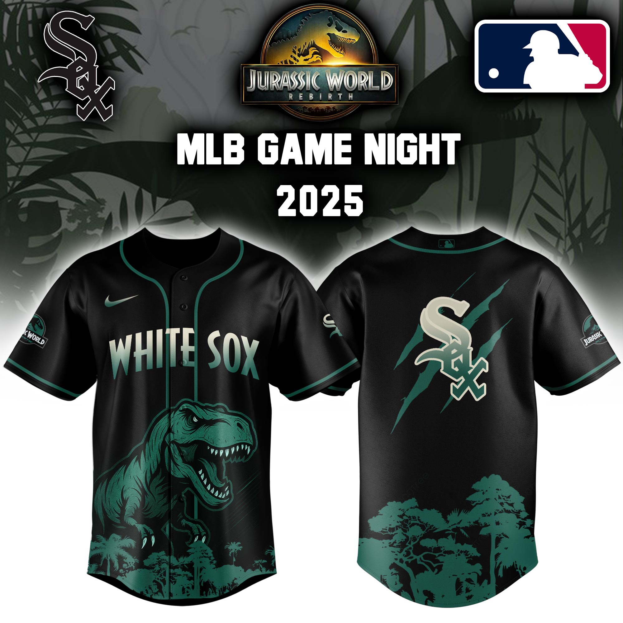 Chicago White Sox X Jurassic World Baseball Jersey Colab 2025 Editons Limited PT70168
