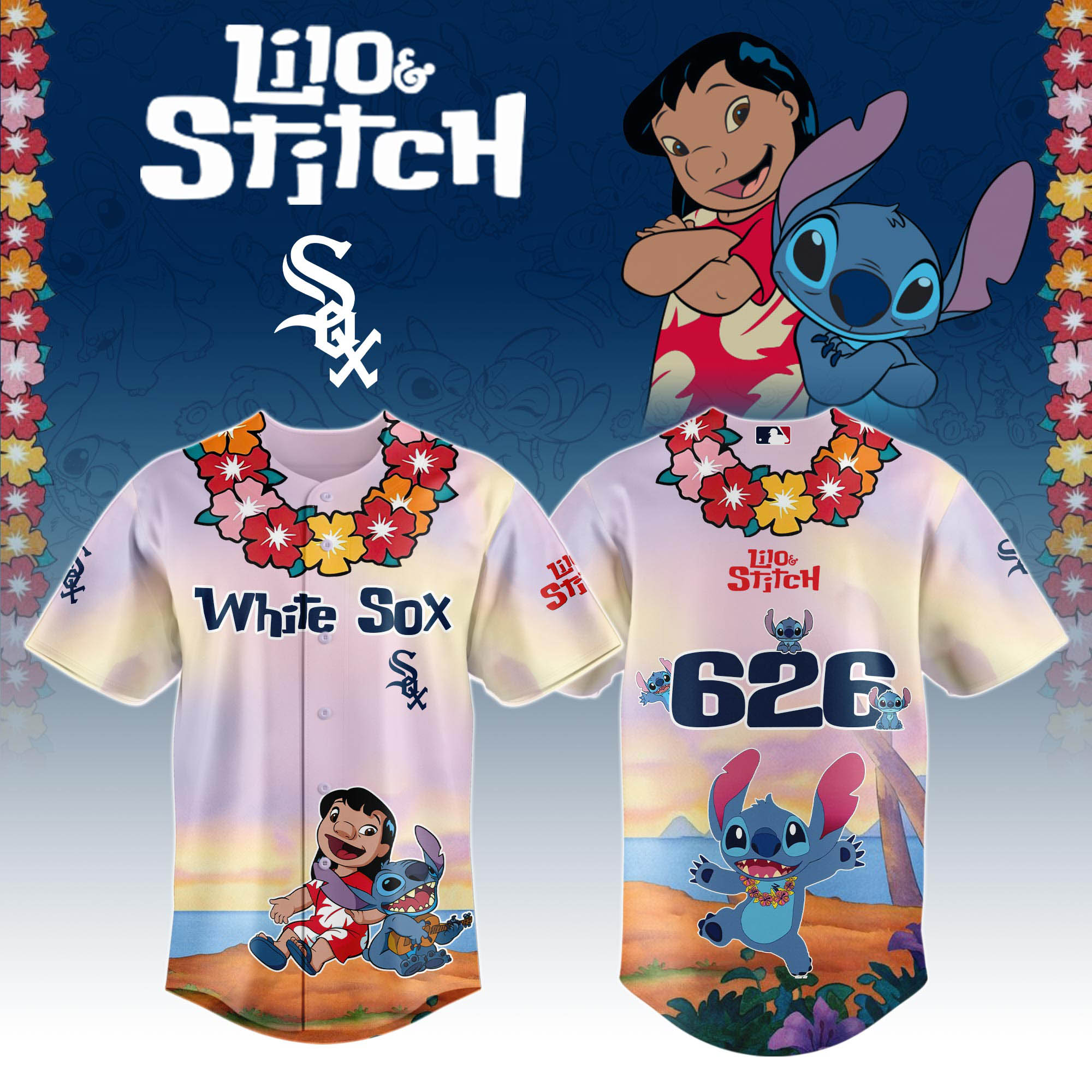 Chicago White Sox X Lilo & Stitch Special Edition Jersey 2025 MLB X Lilo & Stitch Jersey PT67917