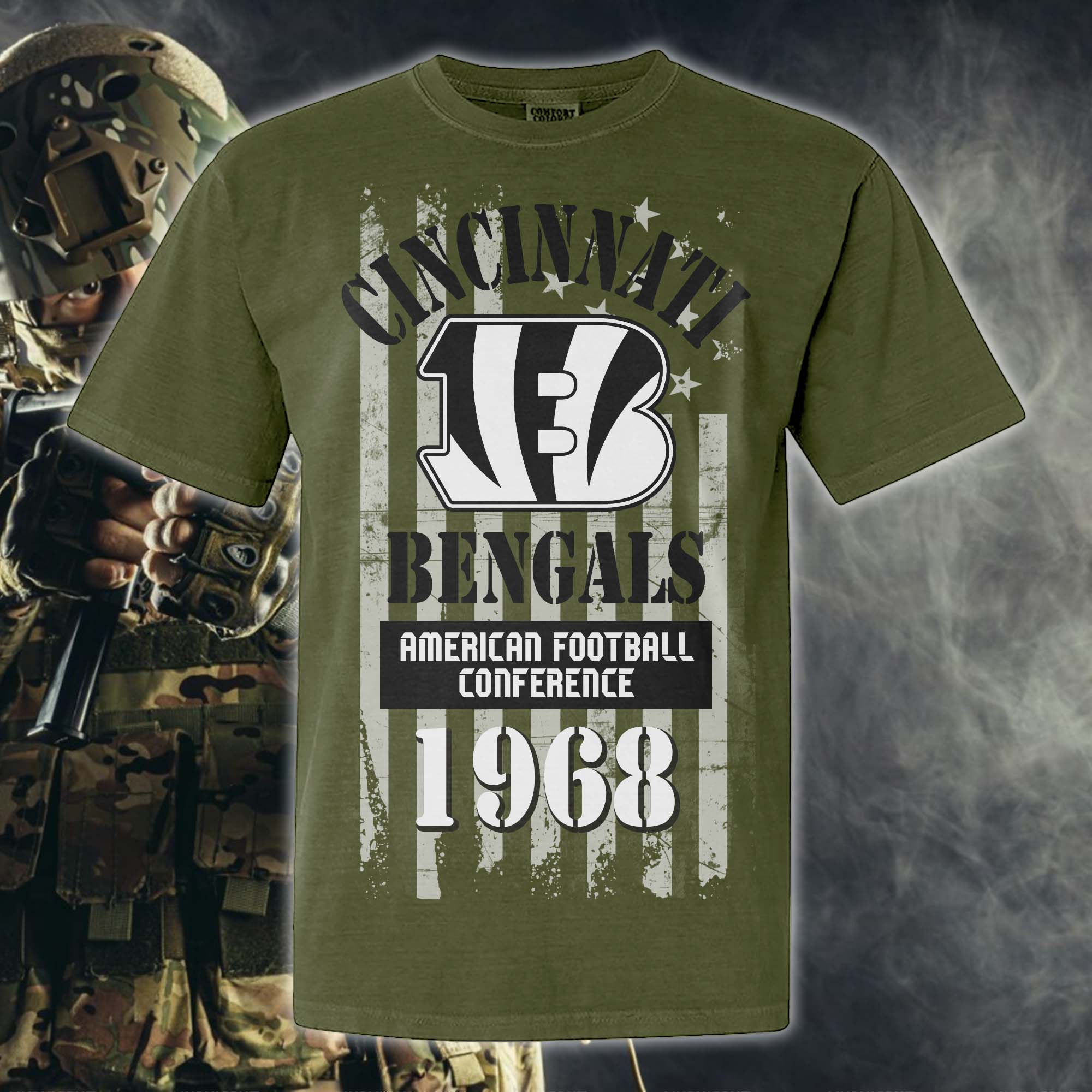 Cincinnati Bengals Green Armed Forces NFL T-shirt PT67847