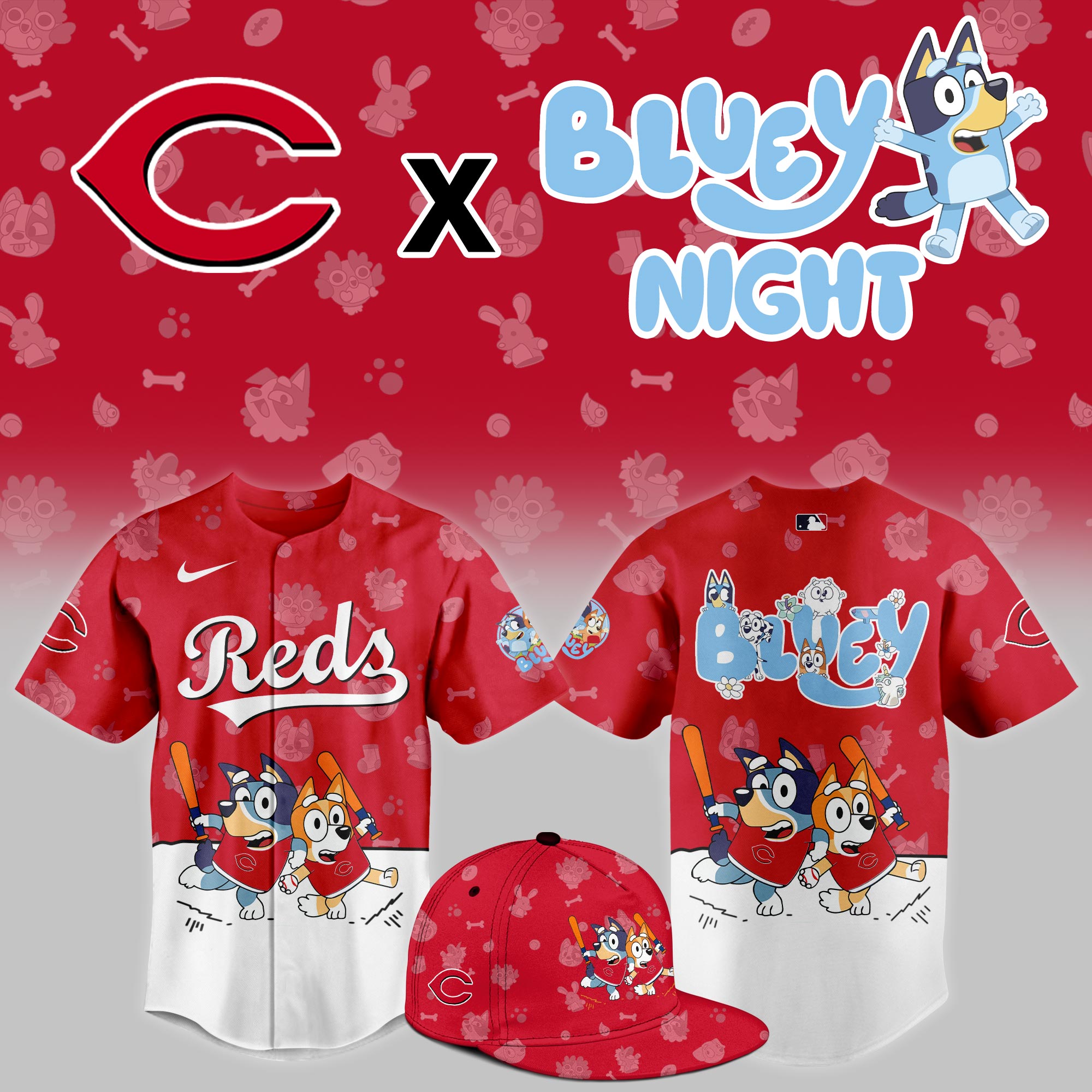 Cincinnati Reds 2025 Bluey Night Event Limited Jersey PT68348