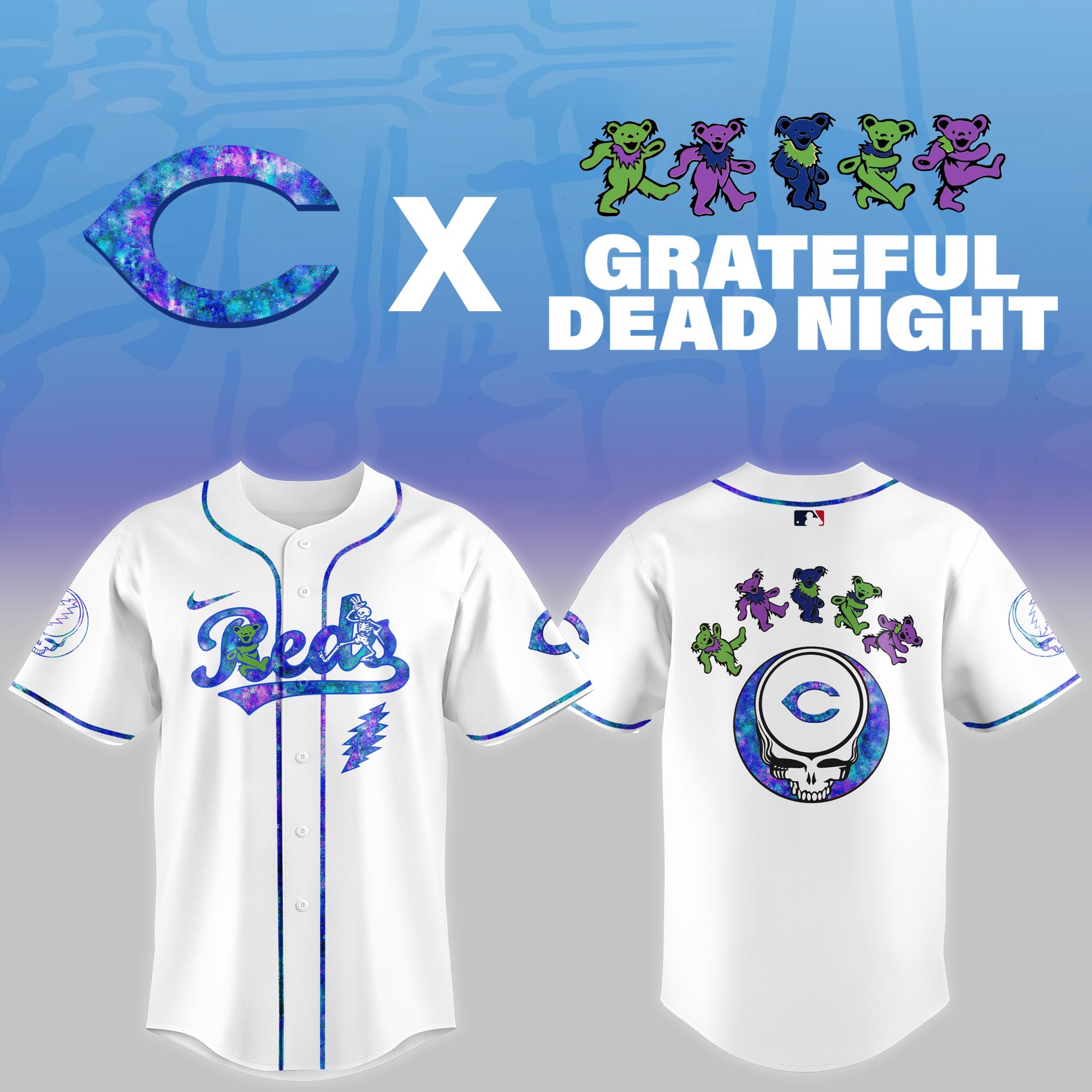 Cincinnati Reds 2025 Grateful Dead Theme Night Limited Jersey PT68321