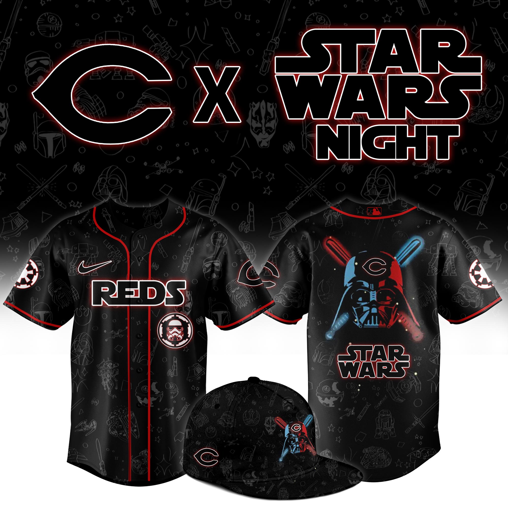 Cincinnati Reds 2025 Star Wars Night Limited Jersey MS06570