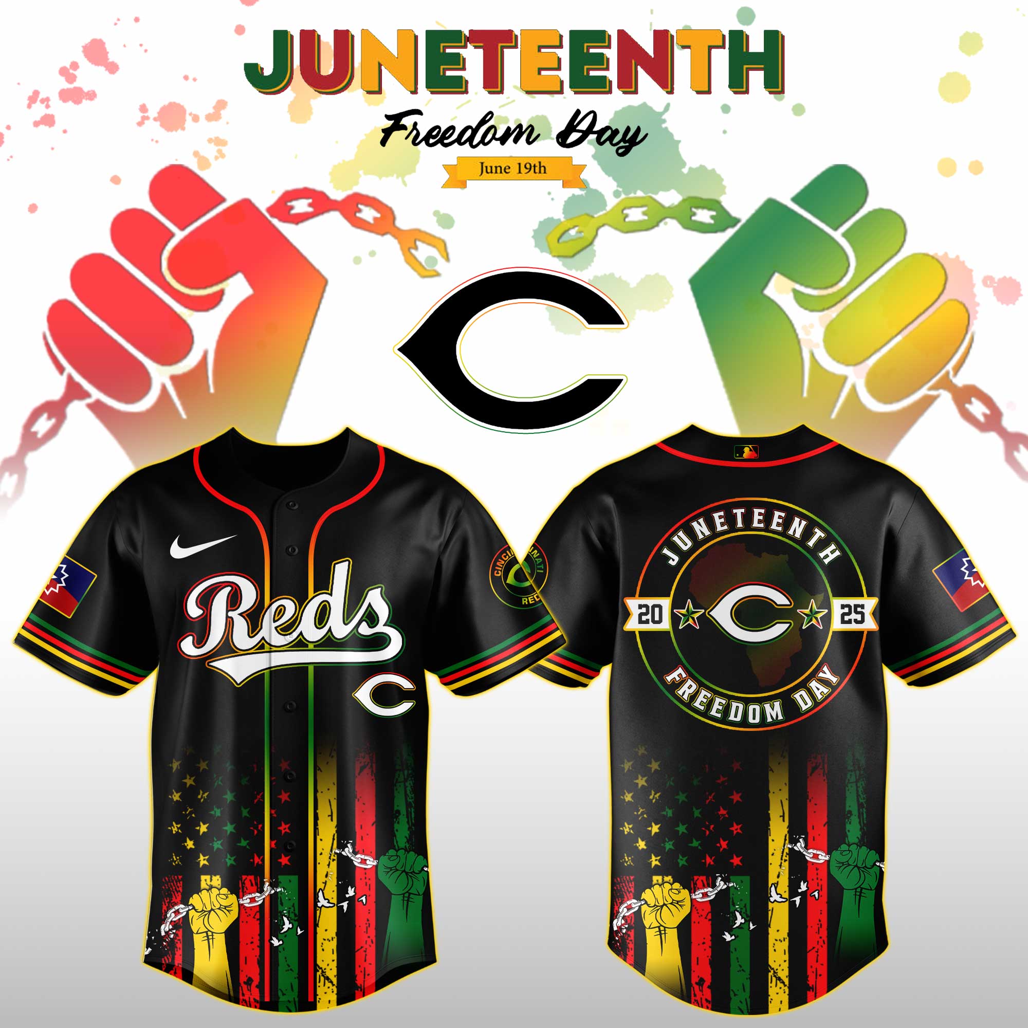 Cincinnati Reds Mlb X Juneteenth Day Jersey Edition Jersey 2025 PT67721