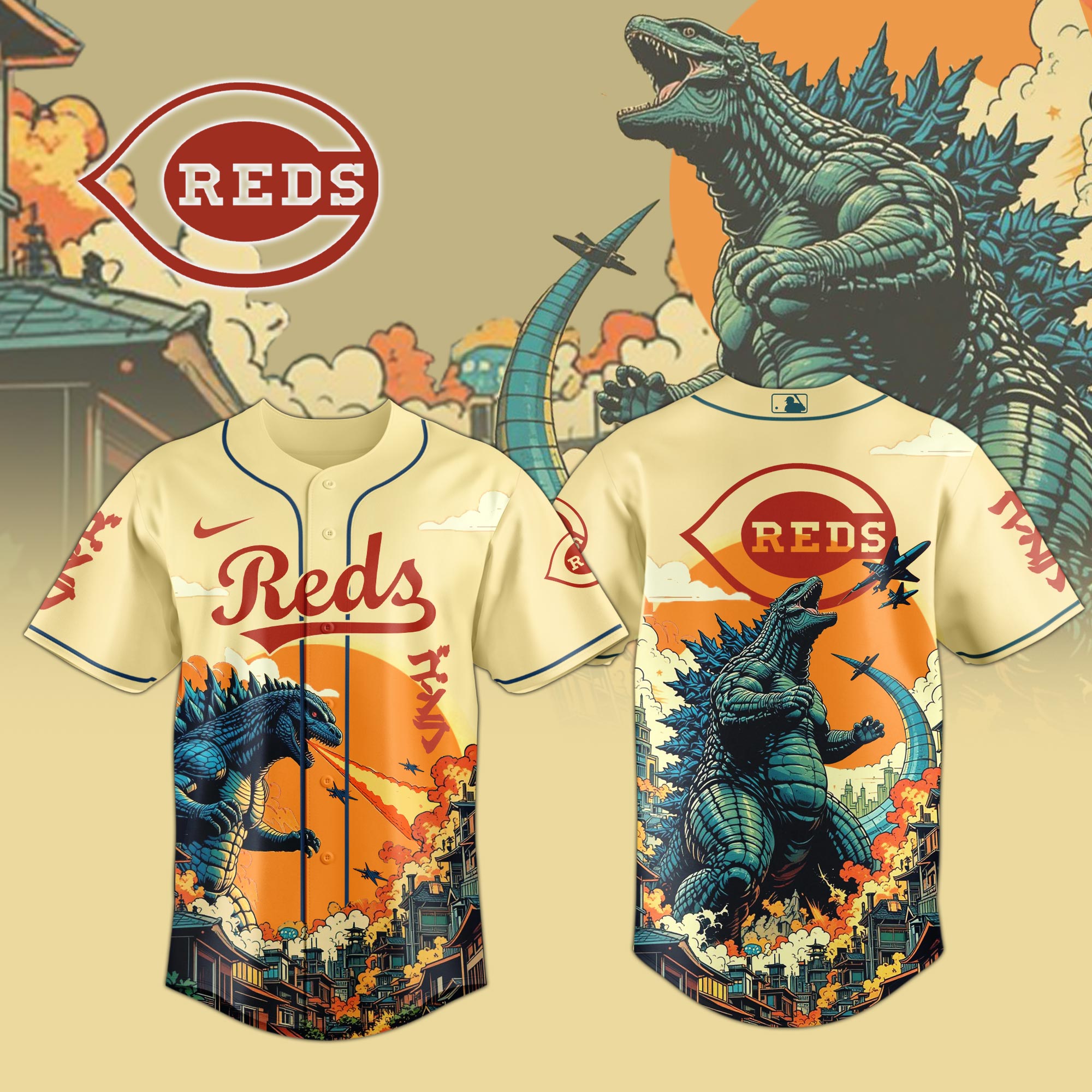 Cincinnati Reds Special Godzilla Limited Edition Jersey PT72825