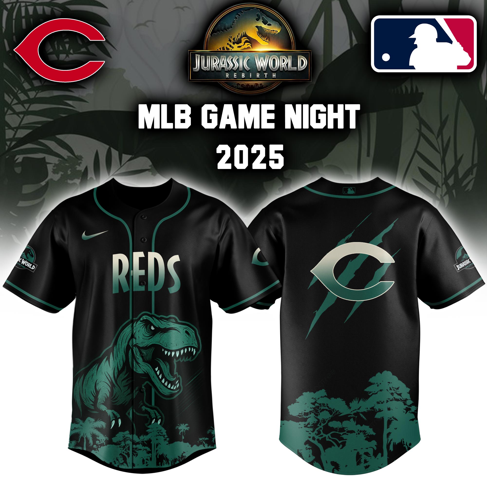 Cincinnati Reds X Jurassic World Baseball Jersey Colab 2025 Editons Limited PT70172