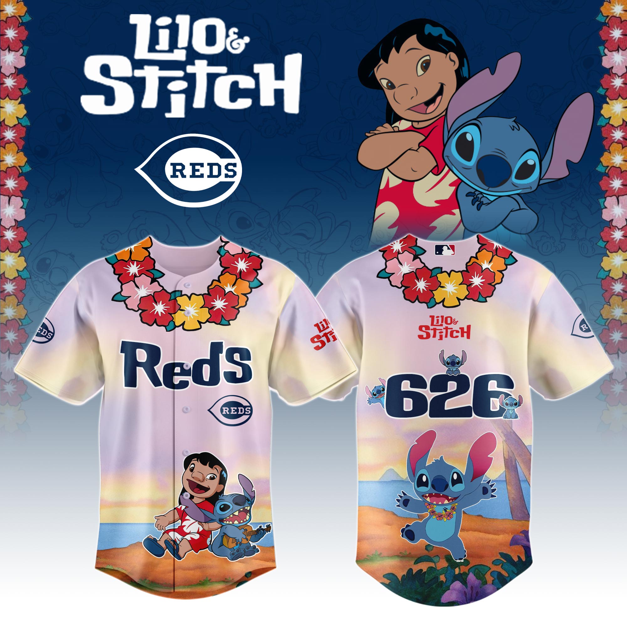 Cincinnati Reds X Lilo & Stitch Special Edition Jersey 2025 MLB X Lilo & Stitch Jersey PT67918
